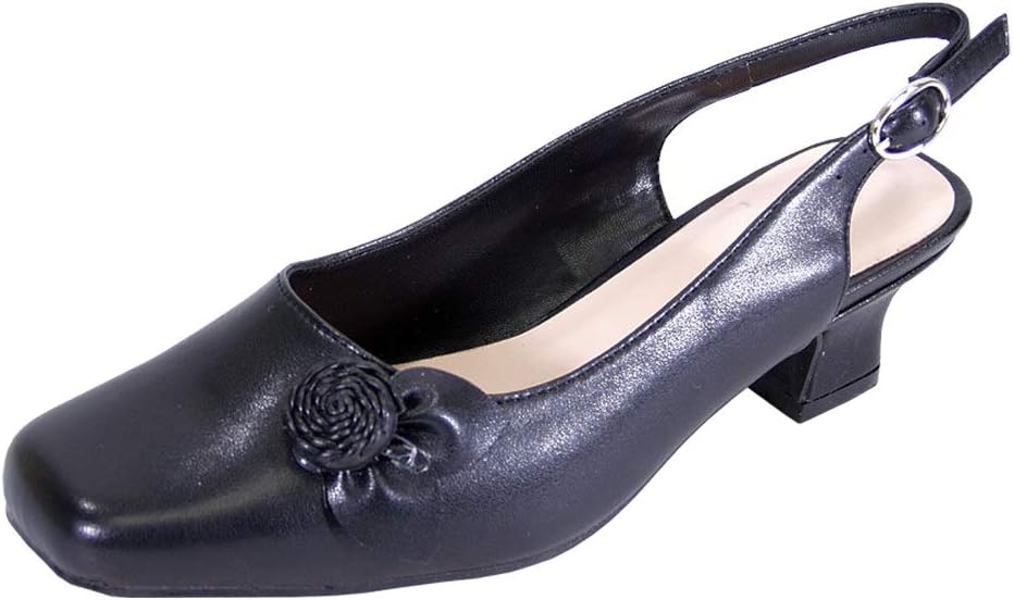 Peerage Cheryl (LP8173) Women's Wide Width Slingback Leather Dress Shoes Black 10