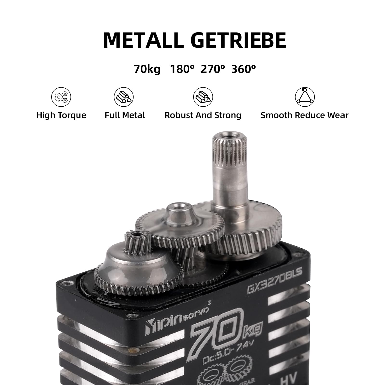 4 servos impermeables sin escobillas de 70 kg, ultra par de torsión 8.4 V, servo digital con engranajes de metal para 1/8 1/10 RC Car Crawler Truck Boat
