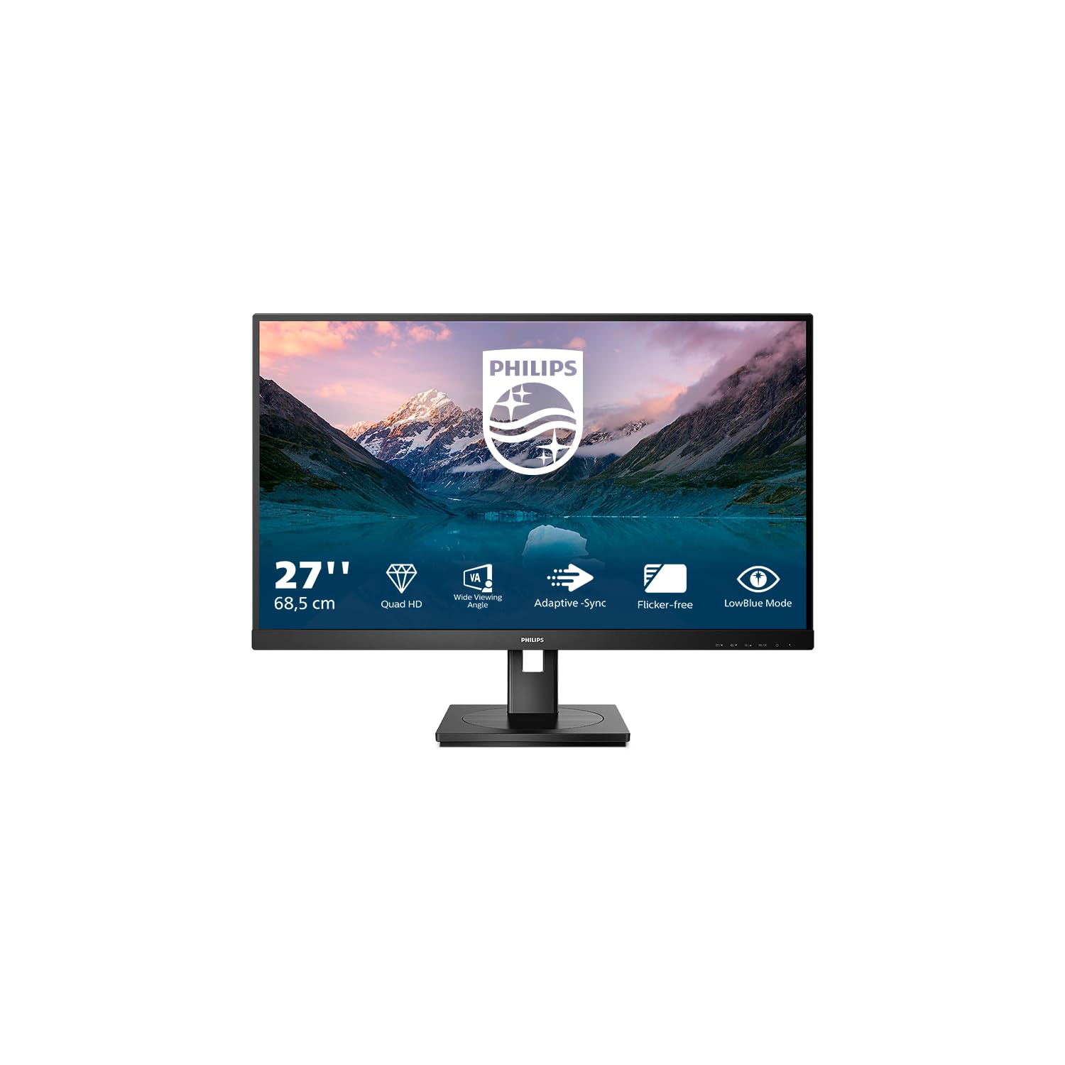 Philips Monitors 275S9JML QHD de 27 Pulgadas, VA, 4 ms, 75 Hz, Regulable en Altura, Altavoces, concentrador USB, sin parpadeos, Modo LowBlue (2560 x 1440, 300 CD/m², HDMI 1.4 /DP 1.2 /USB 3.2)