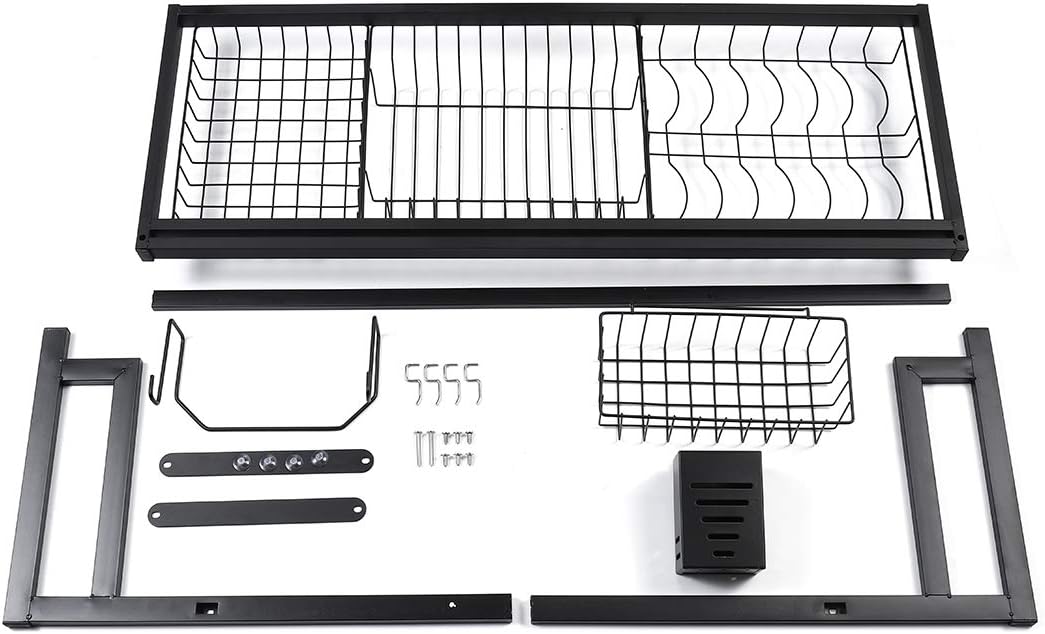 TutoyBlack Stainless Steel Kitchen Storage Shelving House Sink Bowl House Dish Draining Strainer Rack