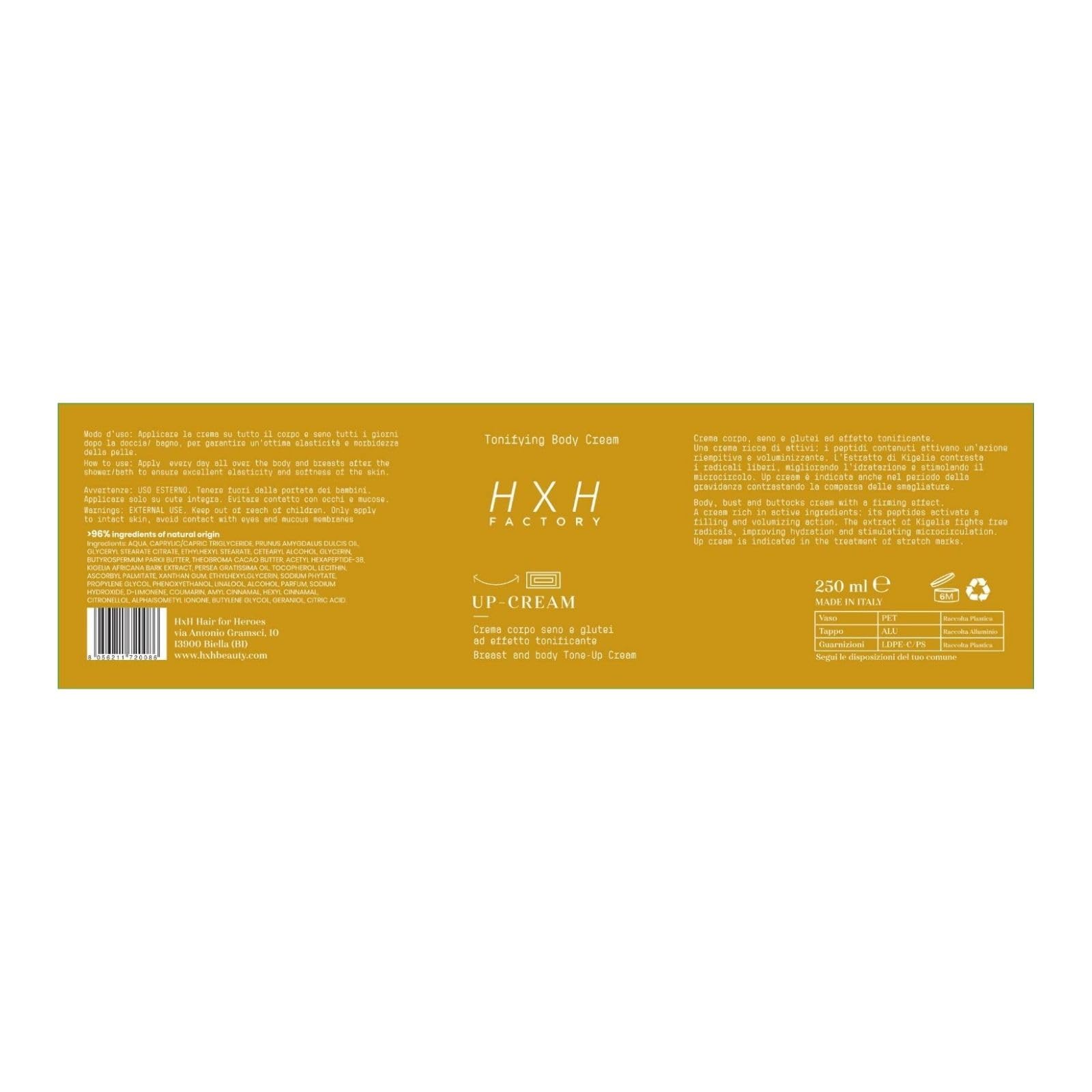 Up Cream Crema Corpo Rassodante Seno e Glutei 250ml | Effetto Tonificante e Volumizzante, Anti Smagliature, Elasticizzante, Con Peptidi, Kigelia e Burro di Karité