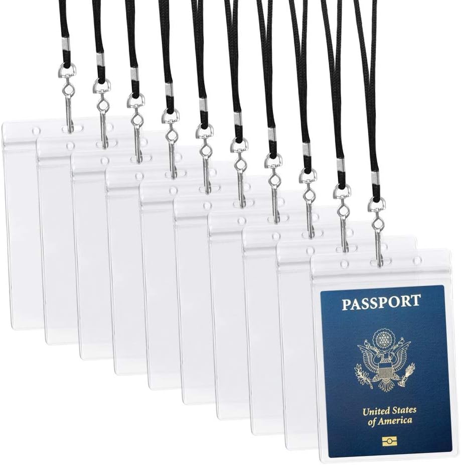 10Pack 4x6Inch Extra Large Passport Holders ID Badge PVC Card Holder with Lanyards Fill for Passports,Cash, Credit Card, Plane Ticket, Receipts.by Cypes