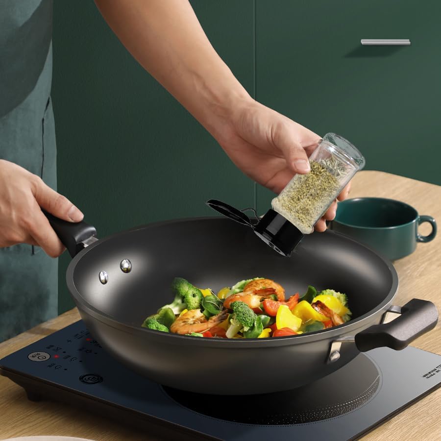 Miniatura 6 de Voittozege 50 tarros de especias de plástico con tapas de coctelera, tarros de especias para condimentos de 3.3 onzas líquidas, tarros de plástico