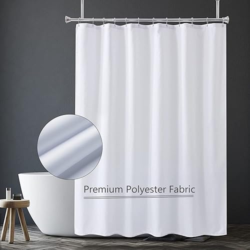 Miniatura 5 de LLSCL Cortina de ducha de tela blanca con contrapeso inferior, calidad de hotel impermeable, 72 x 72 pulgadas, lavable a máquina