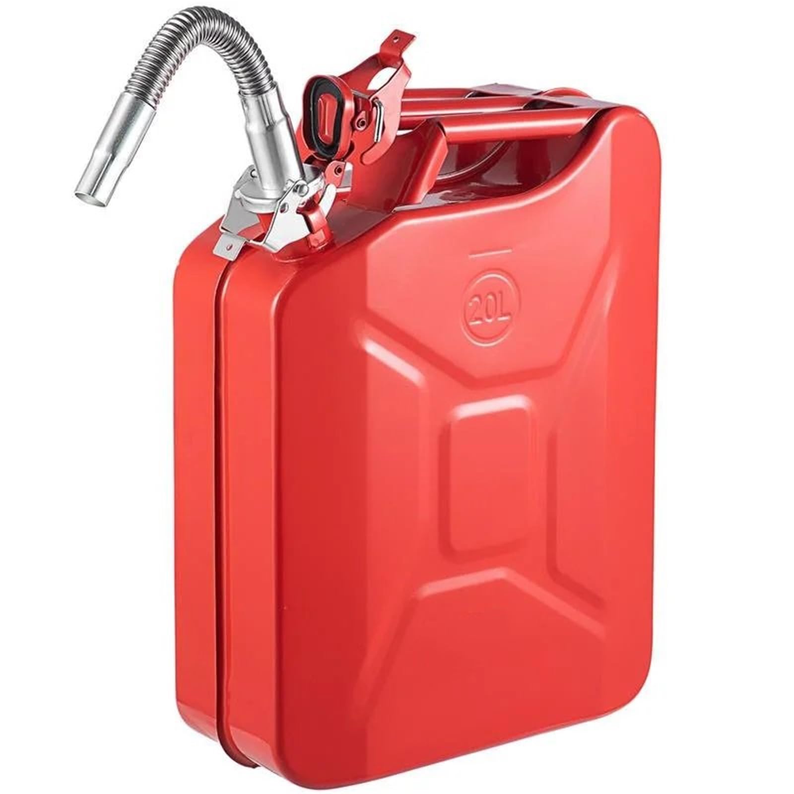 Kanistry na paliwo Przenośna kanister na gaz Jerry o pojemności 5,3 galona / 20 l z elastycznym systemem wylewki, zbiornik paliwa ze stali nierdzewnej i żaroodpornej Kanister na benzynę(Red - 1PC)