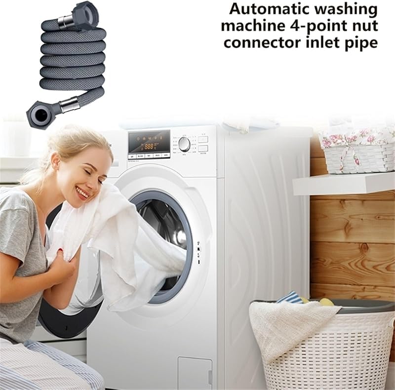 Ablaufschlauch für Waschmaschine, flexibler Geschirrspüler-Zulaufschlauch, Verlängerung, gewellter Waschschlauch-Adapter, gebogener Schlauch-Ersatz (für 3 m)