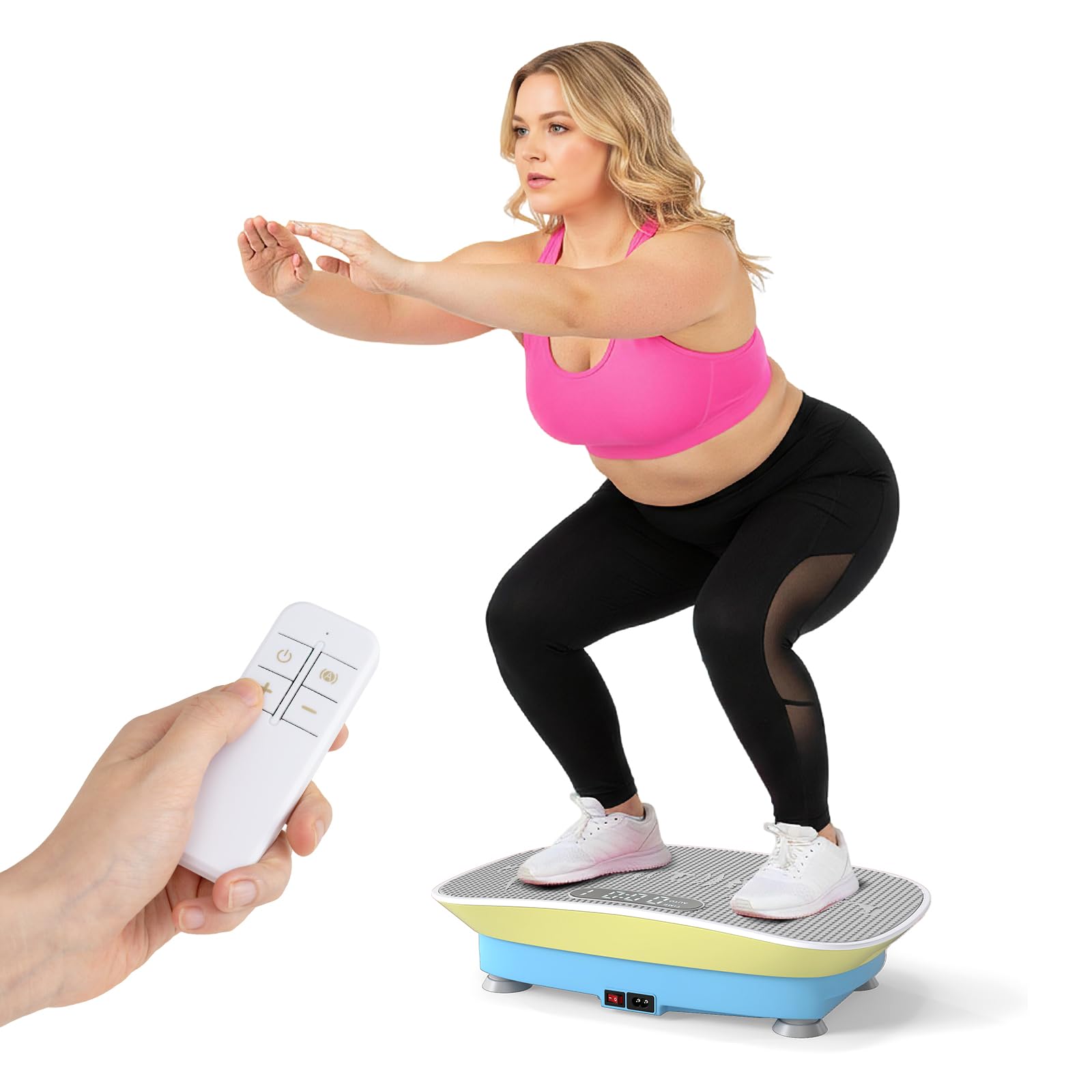 GYMAX Vibration Plate Exercise Machine Vibration Plate with 10-Level Intensity LED Display Remote Control Body Vibrating Plates Stand