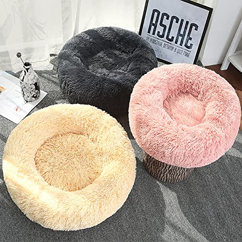 Queta Deluxe-Haustierbett,für Katzen und kleine bis mittelgroße Hunde,Leicht zu reinigen,Bett für Haustiere in Doughnut-Form 60cm grau