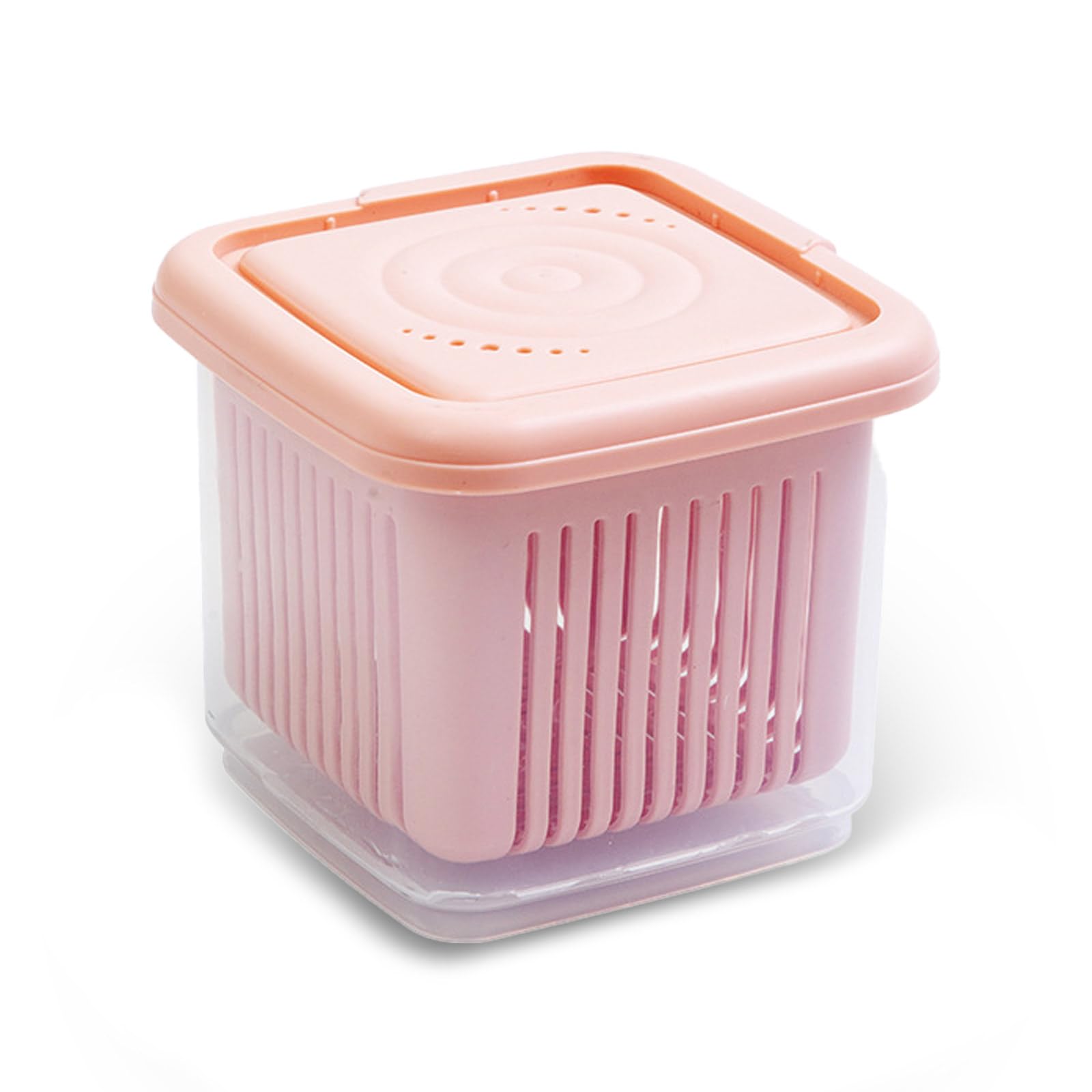 Reusable Fruit Storage Container with Removable Drain Basket, Ideal for Fridge, Perfect for Berries and Other Fruits, Durable Food Storage Box (Pink)