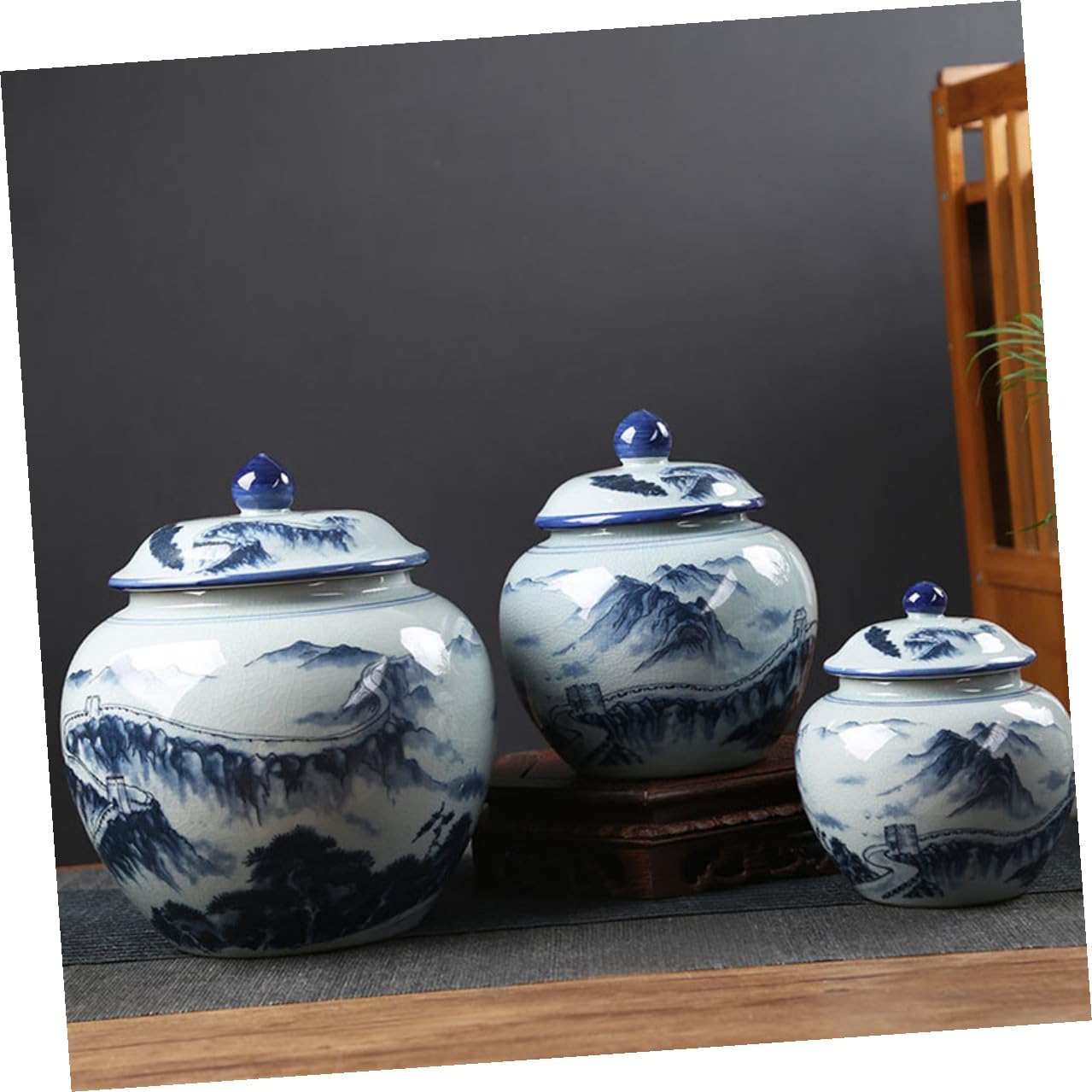 COLLBATH Keramik Vorratsdose im Chinesischen Vintage Stil mit Dicht Schließendem Deckel zur Aufbewahrung von Tee und Nüssen für Zuhause oder Teehaus