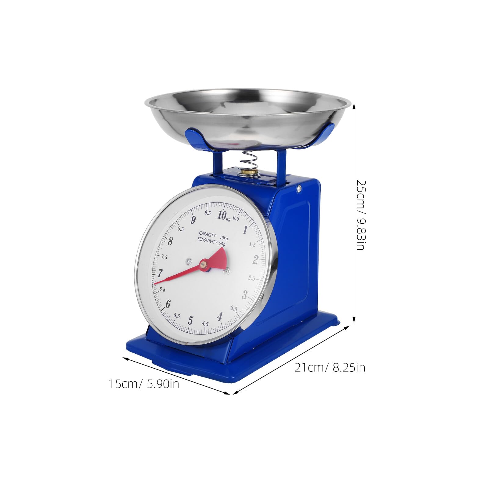 Báscula De Cocina Mecánica Analógica 10 Kg Con Recipiente Desmontable Acero Inoxidable Sin Pilas Para Preparación De Alimentos y Horneado Vintage Diseño Clásico
