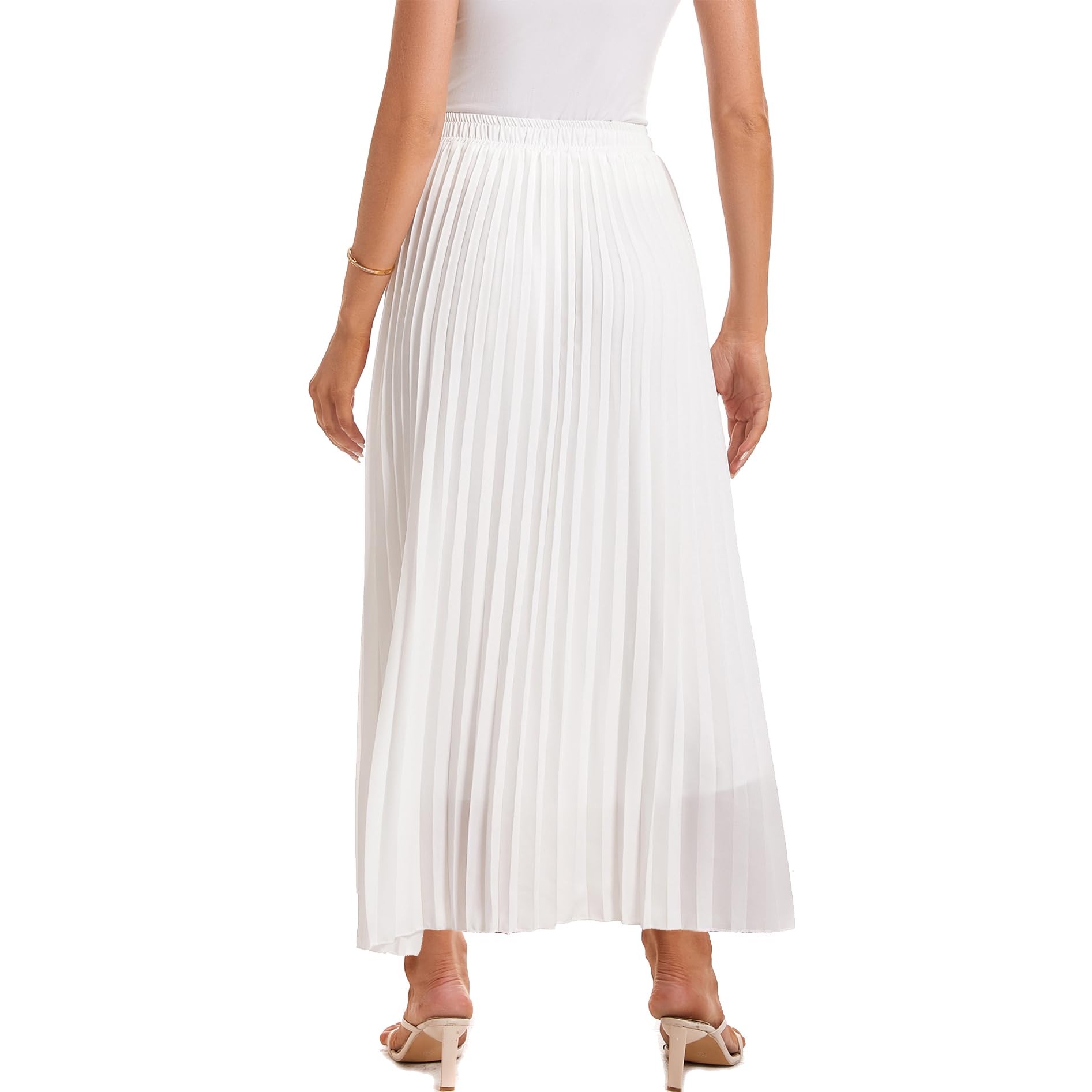 Elastischer Damenrock, hohe Taille, fließender Faltenrock, Chiffon, Swing, A-Linie, Strand, Maxirock