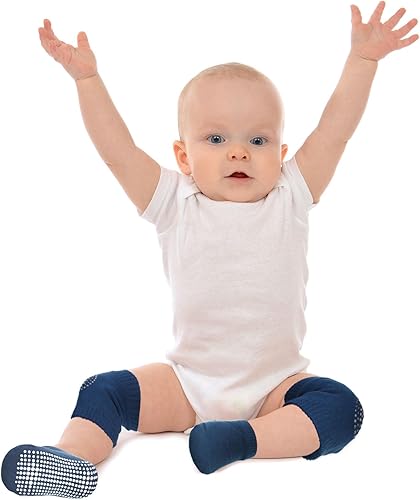 Miniatura 4 de Geyoga 12 pares de rodilleras antideslizantes para bebés y calcetines antideslizantes para bebés y niños pequeños protectores de rodilla