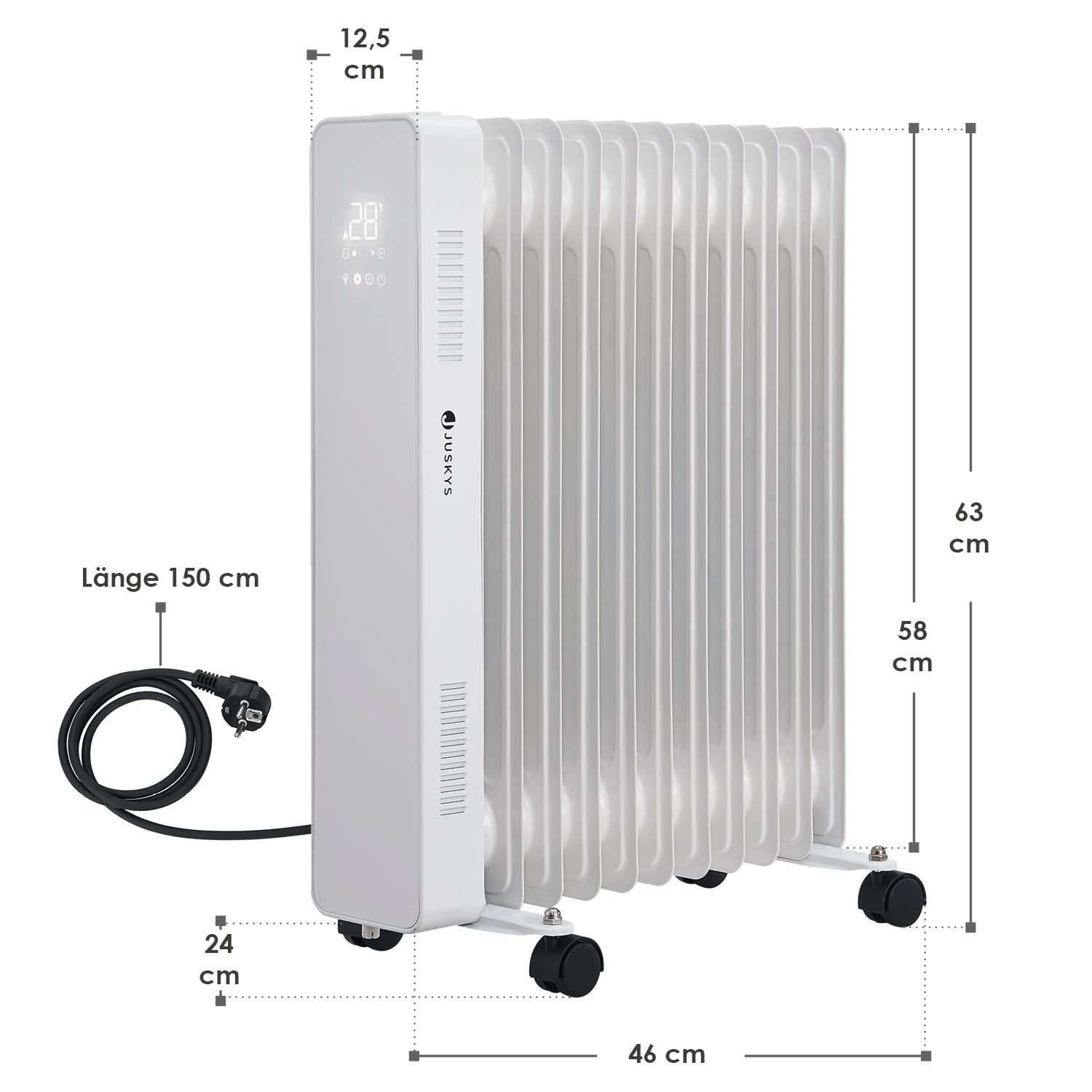 PELONIS Olieradiator, 2500 W, energiebesparend, mobiele electrische