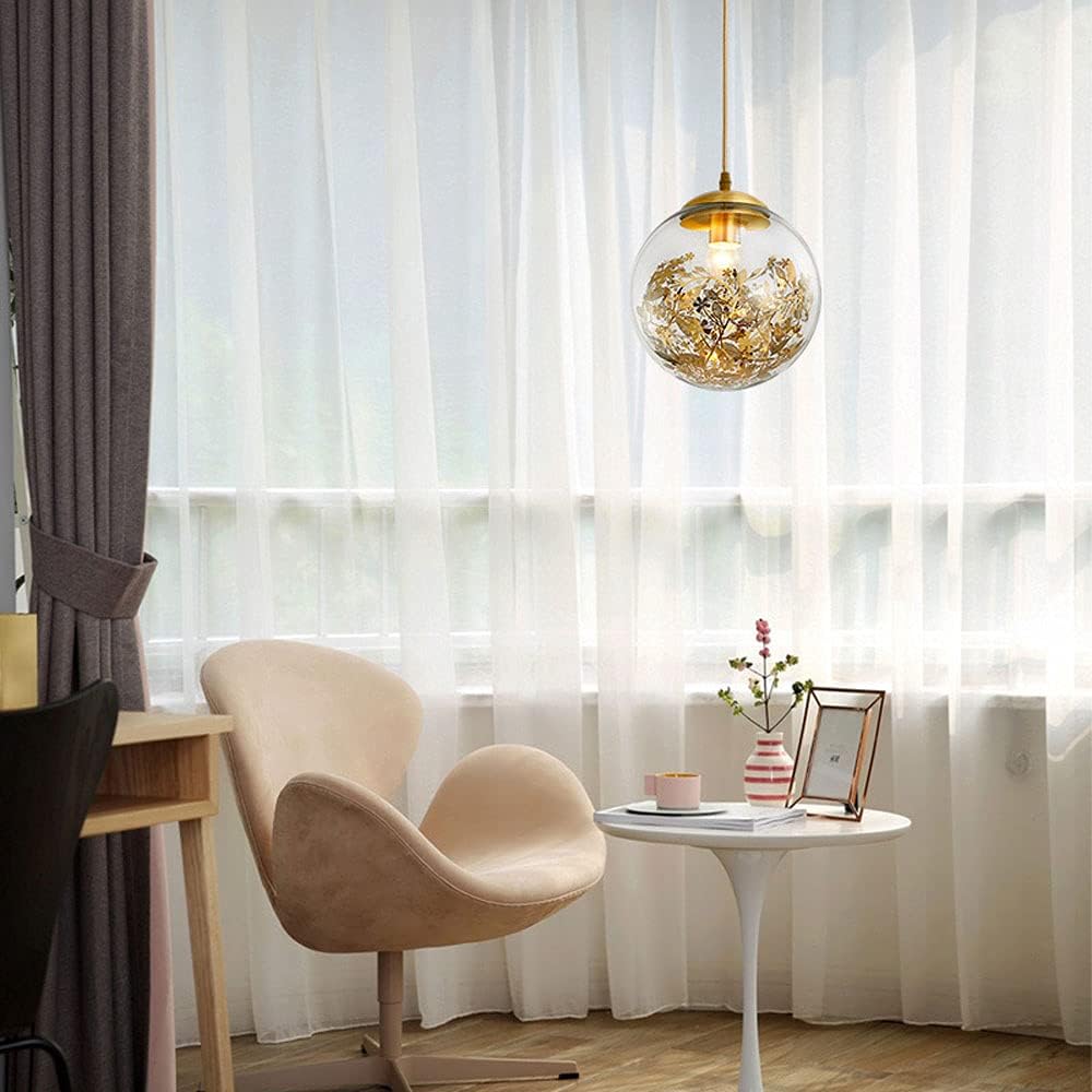 Machine Personality Art Single Head Small Pendant Light Nordic Transparent Glass Lampshade Chandelier Adjustable Ceiling Suspension Lamp Fixtures Suitable for Kitchen Island Bedroom and Living Room