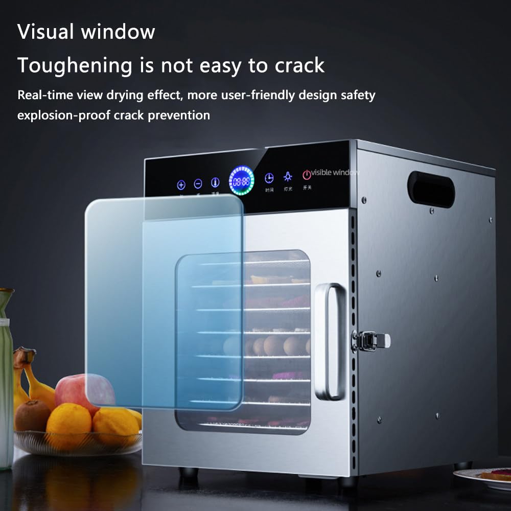 Deshidratador De Alimentos, Deshidratador De 8/10 Bandejas Con Temporizador De 24 Horas Y Control De Temperatura De 86-194 ℉ Y Pantalla LED, Para Cecina, Frutas,10-Trays-Dehydrator
