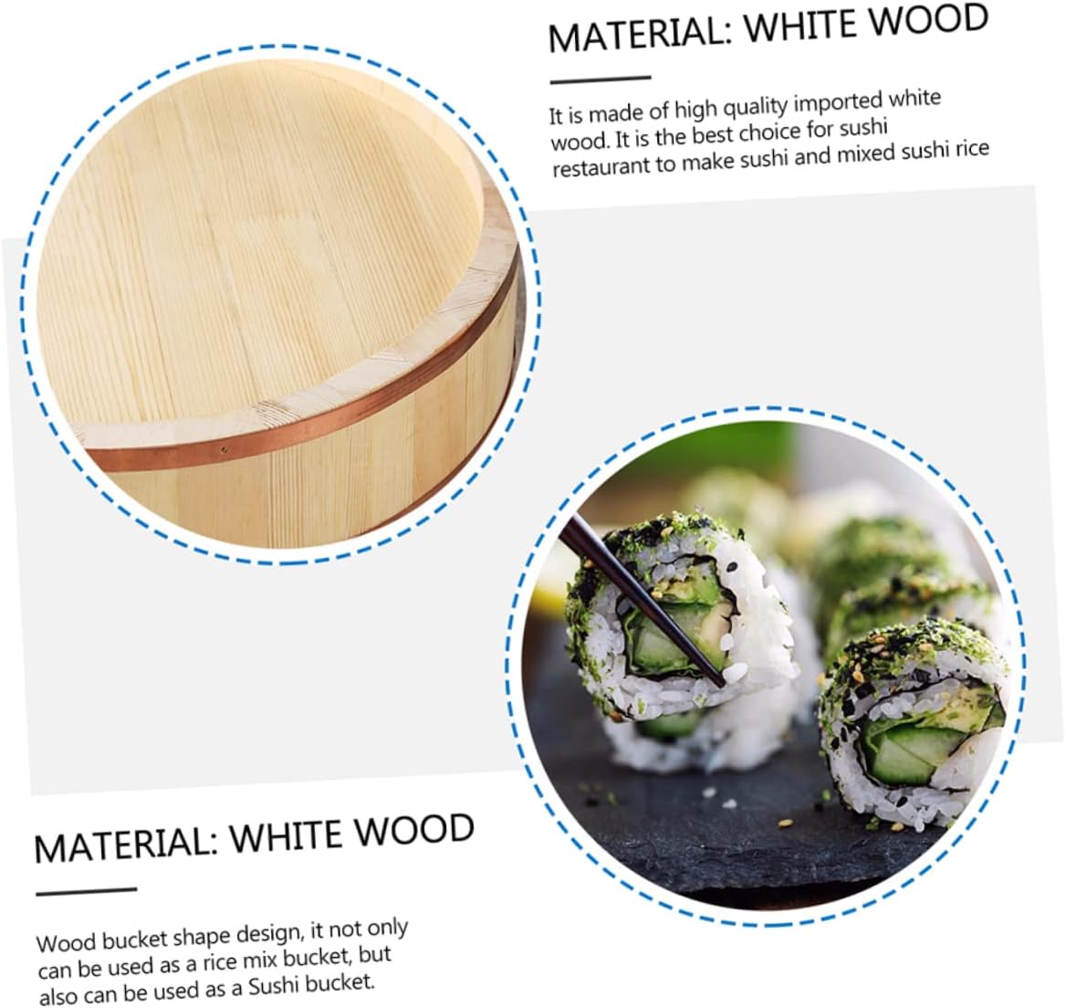 1Pc Wooden Sushi Rice Mixing Bowl for Sushi Making Korean Rice Bowl Moisture Absorbing Kitchen Supply present for