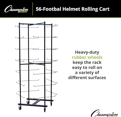 Miniatura 4 de Champion Sports Estante de casco de fútbol resistente con ruedas giratorias
