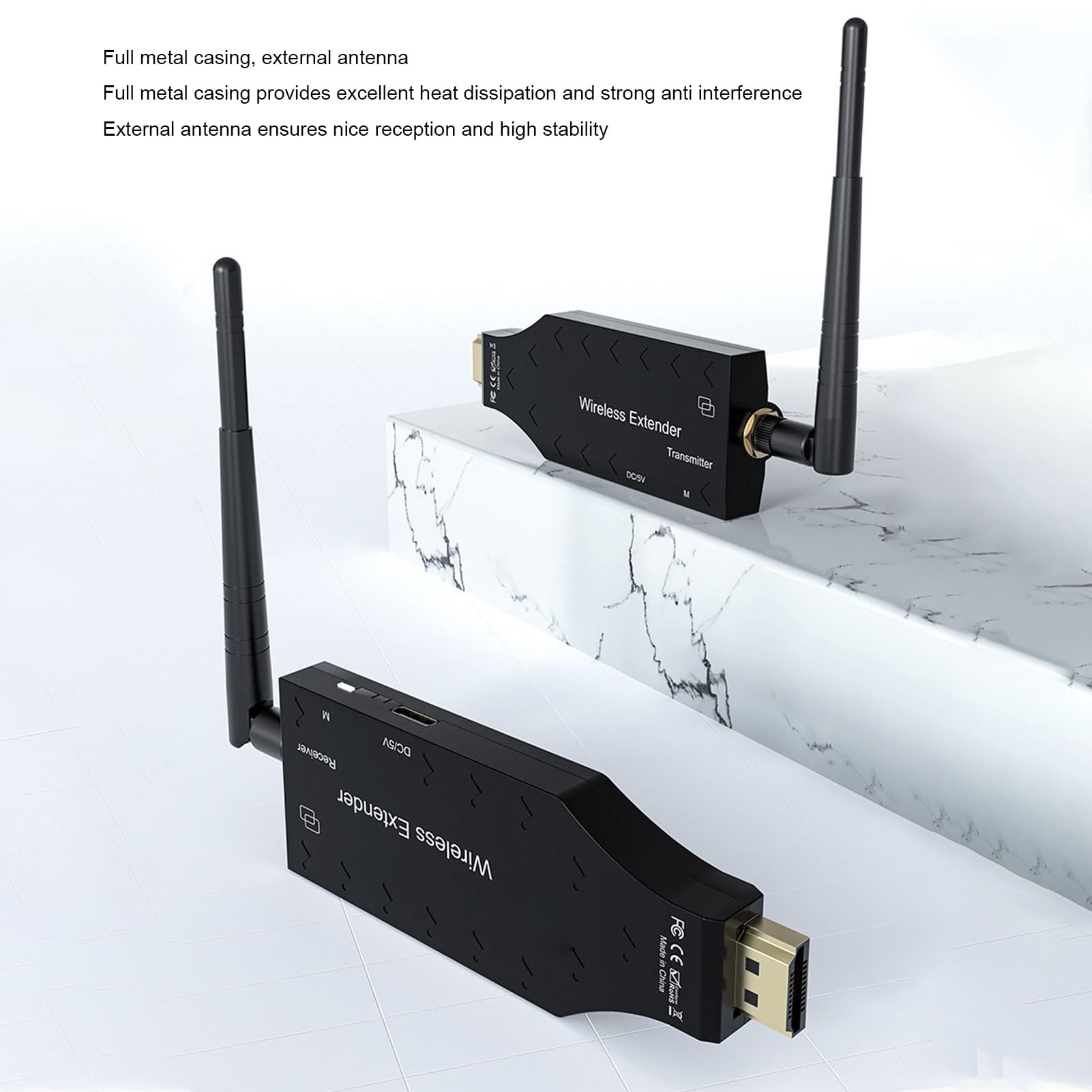 Bezprzewodowy Nadajnik i Odbiornik HDMI, Zestaw Przedłużacza Wyjściowego 150M 1080P HD o Długości 492 Stóp z anteną, Dwuzakresowy 5G 2,4G, do Projektora Telefonicznego na PC