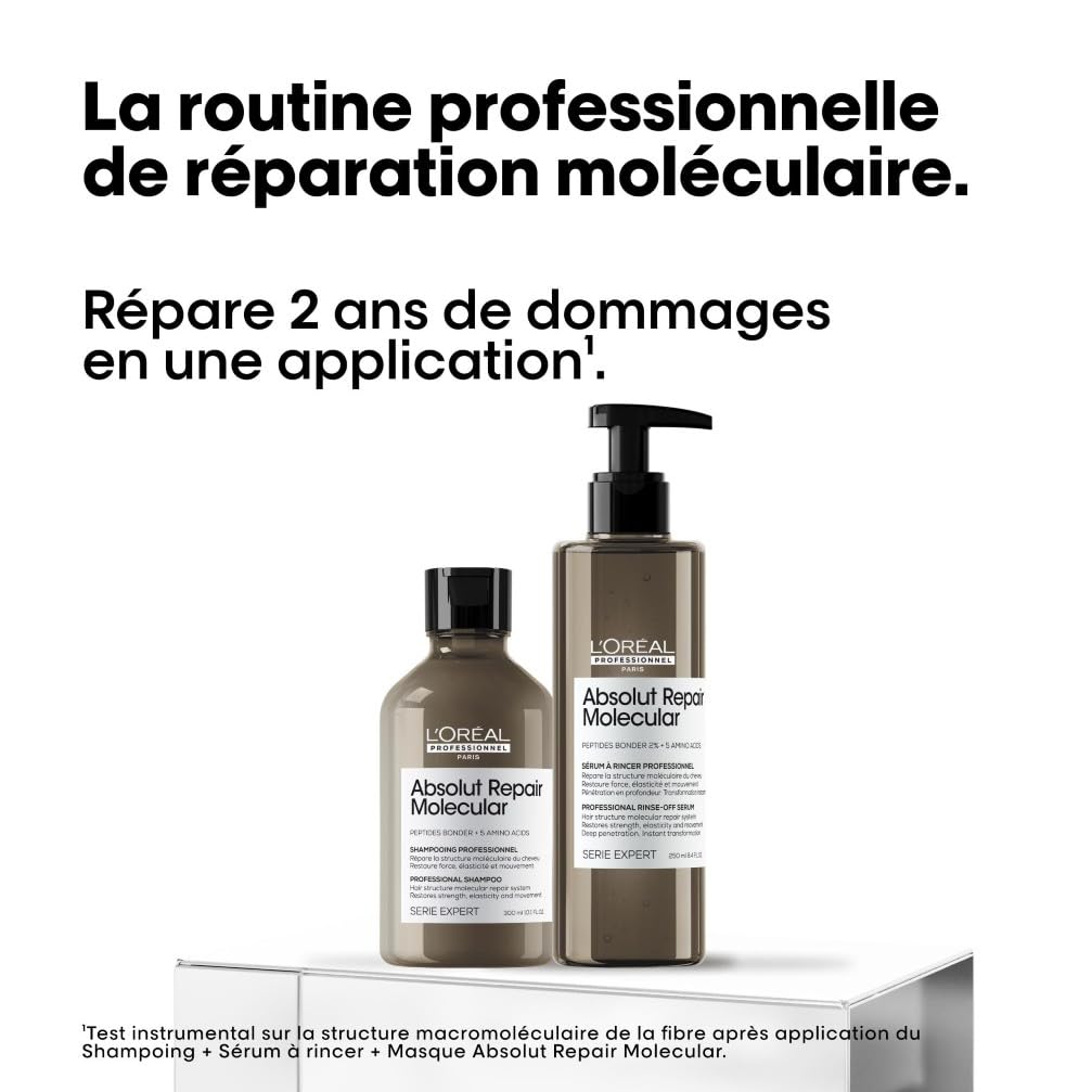 L'Oréal Professionnel, Coffret Cadeau Absolut Repair Molecular, Routine Réparatrice, Cheveux Abîmés, Duo Shampoing + Sérum à Rincer, Édition Limitée Serie Expert