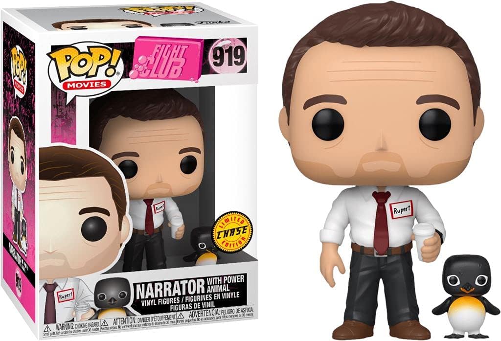 POP Fight Club - Narrator with Powe r Animal Limited Edition Chase Funko Pop! Vinyl Figure (Bundled with Compatible Pop Box Protector Case), 3.75 inches
