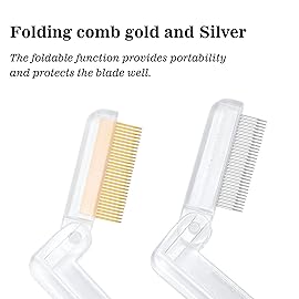 G2PLUS 2PCS Folding Eyelash Comb, Eyelash Separator Tool, White Eyebrow Comb Metal Teeth, Eyelash Brush Tool for Lash & Brow