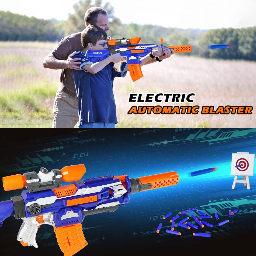VATOS Electric Foam Blaster Toy Gun with 100 Pcs Darts, 7 DIY Automatic Machine Sniper Rifle Type with Scope - Image 5