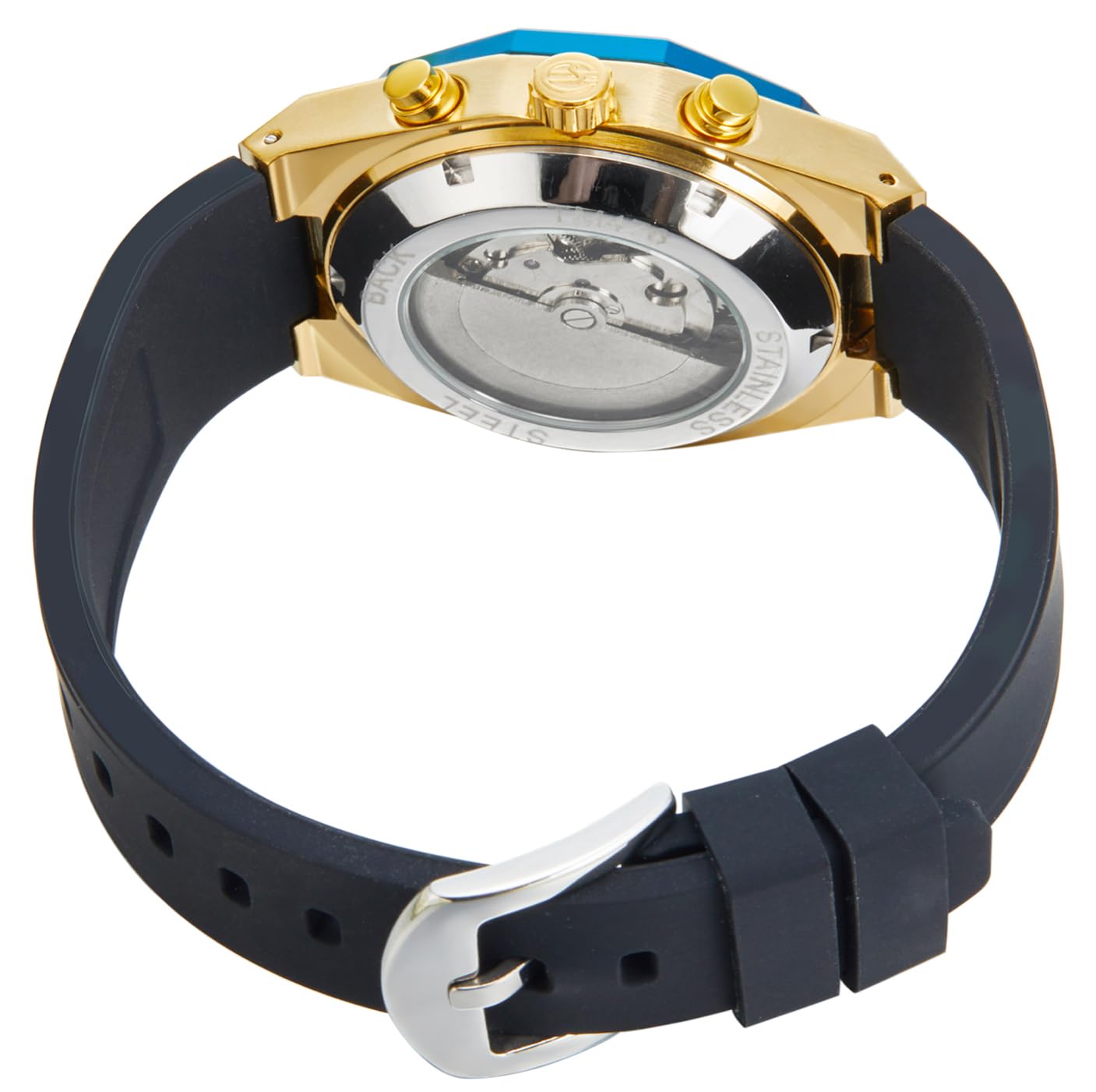 FORSINING Herren Automatik Selbstaufzug Dodecagon Uhr Kalender Mode Diamant Chronograph Mechanische Uhr mit Silikonband