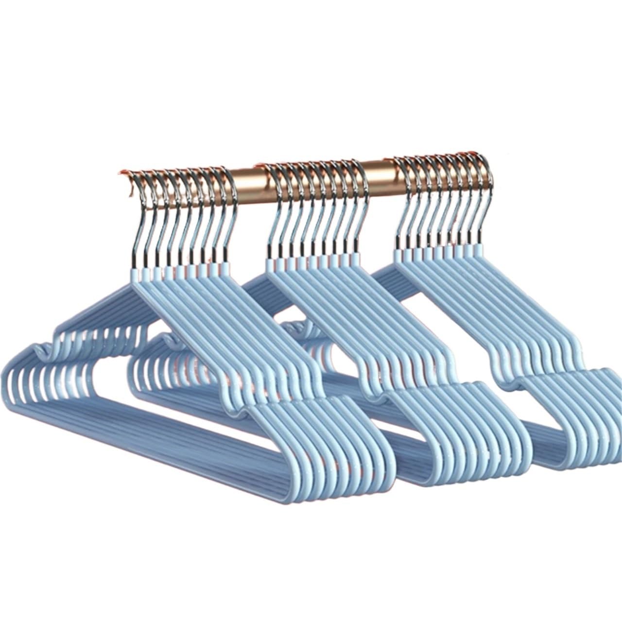Bigbibi 10pcs Space-Saving Durable Hangers - No Shoulder Bump Suit & Dress Hangers for Adult Clothing(10pcs blue)