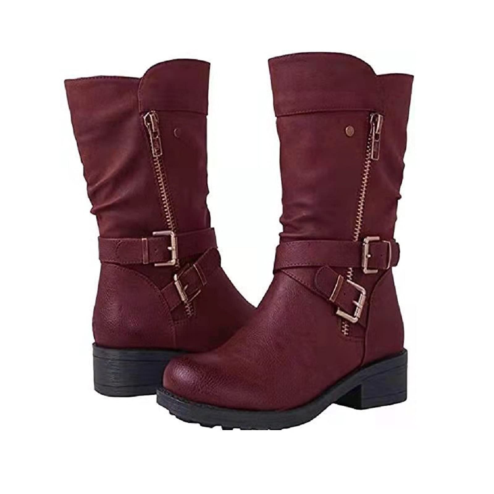 NUSGEAR 2023 Botas altas Mujer nieve tacón alto Botas hasta la Rodilla Holgadas invierno Elegantes botas de equitación Botas Vintage Largas Botas de Jinete Casual Moda Roma Fiesta Cómoda Zapatos