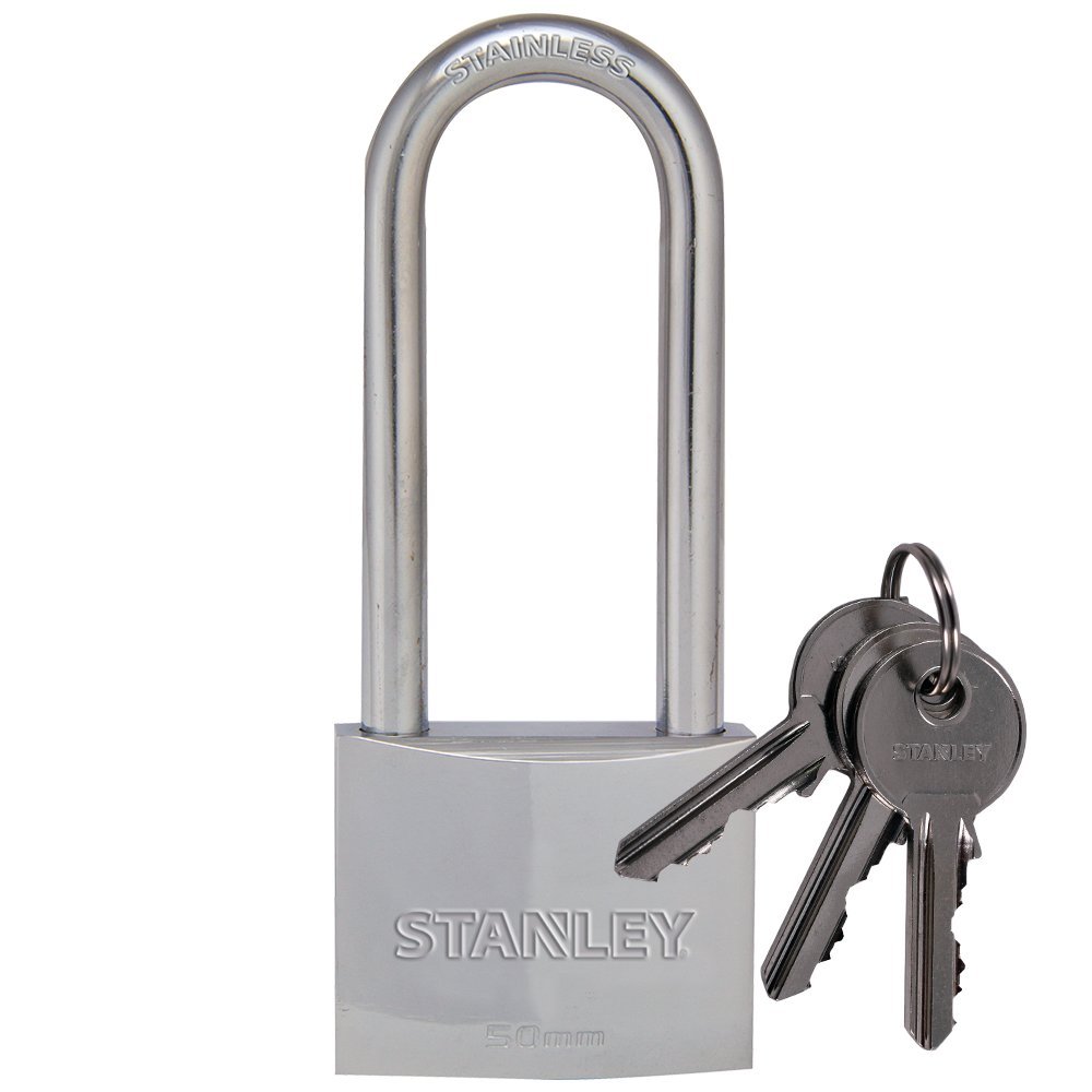Stanley 50 mm 3 Keys Solid Brass Chrome Plated Padlock