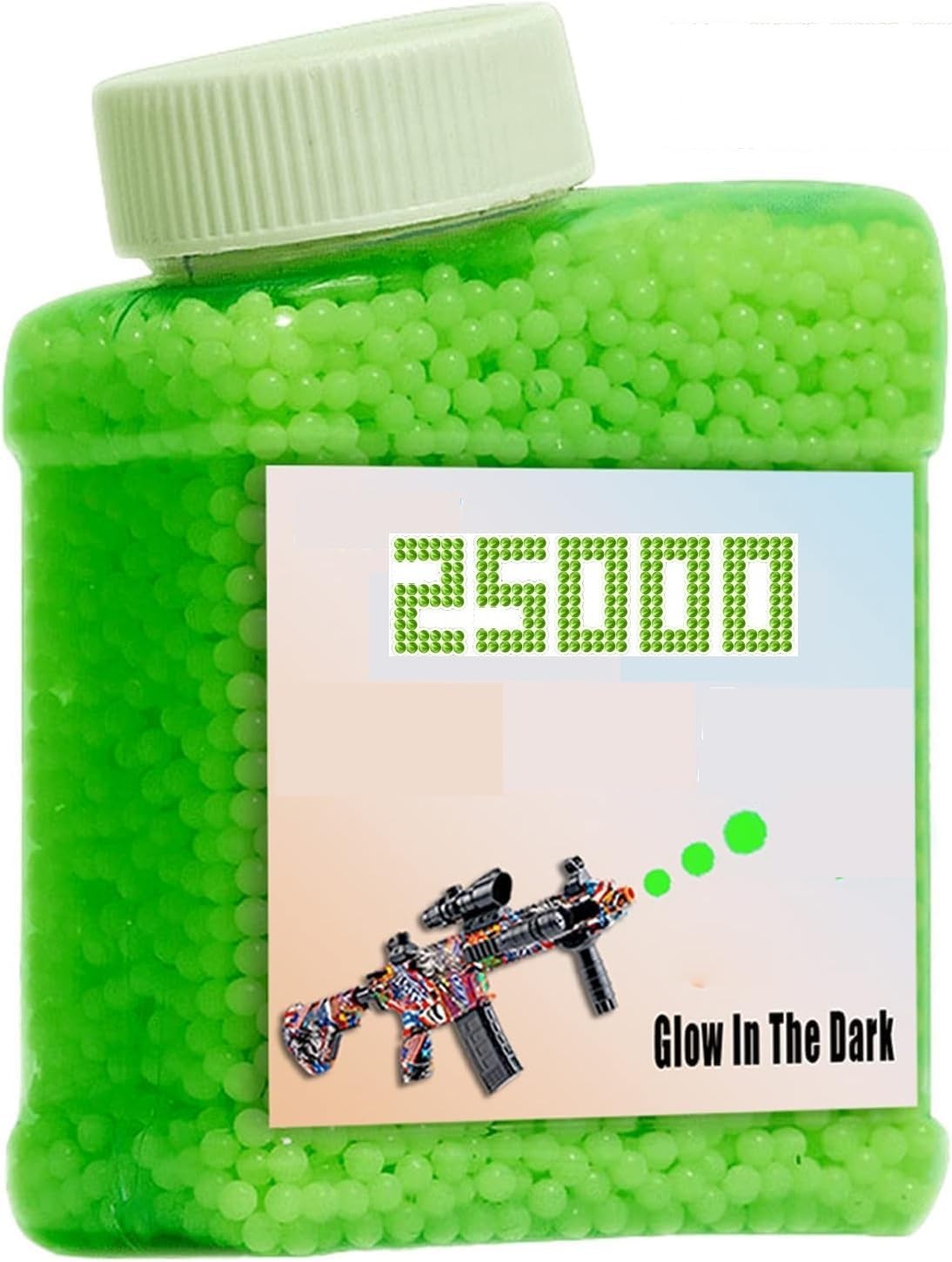 25000 Pcs Refill Ammo Glow in the Dark, 78mm Gel Bullets for Gel