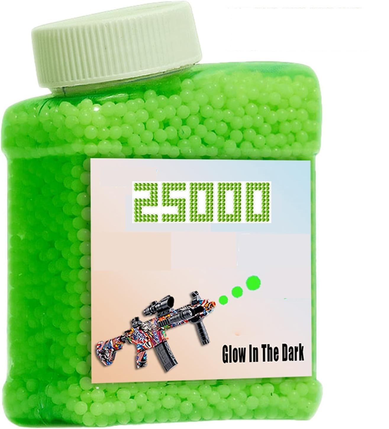 25000 Pcs Refill Ammo Glow in the Dark, 7-8mm Gel Bullets for Gel Blaster Gun, Gel Blasters Ammo Gel Blasters Gun Refill Bullets, Gel Ball Blaster, Electric Gel Ball Gun, Gel Gun Ammo.