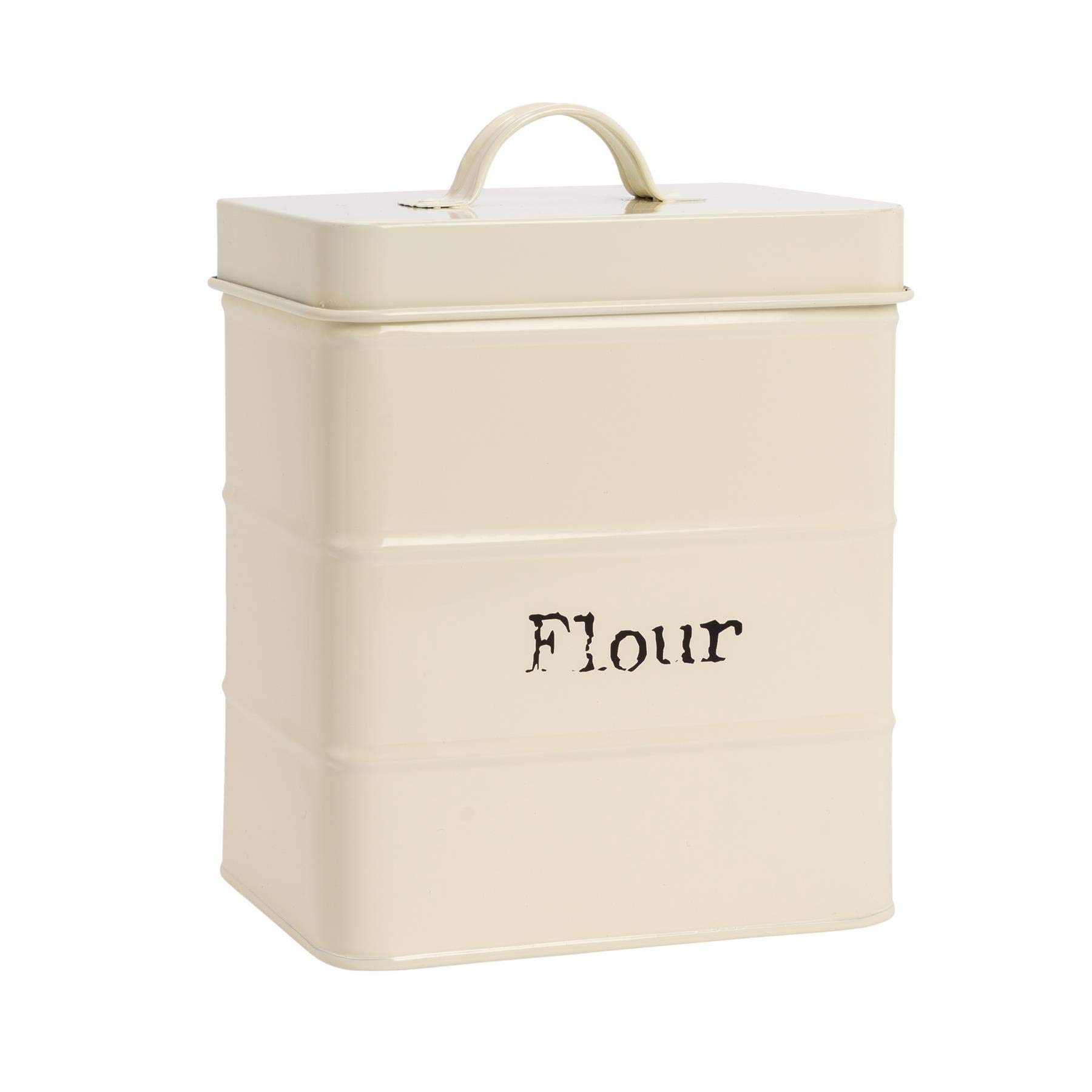 Harbour Housewares Kitchen Flour CanisterCreamVintage Metal Storage Caddy Tin Jar from B&Q
