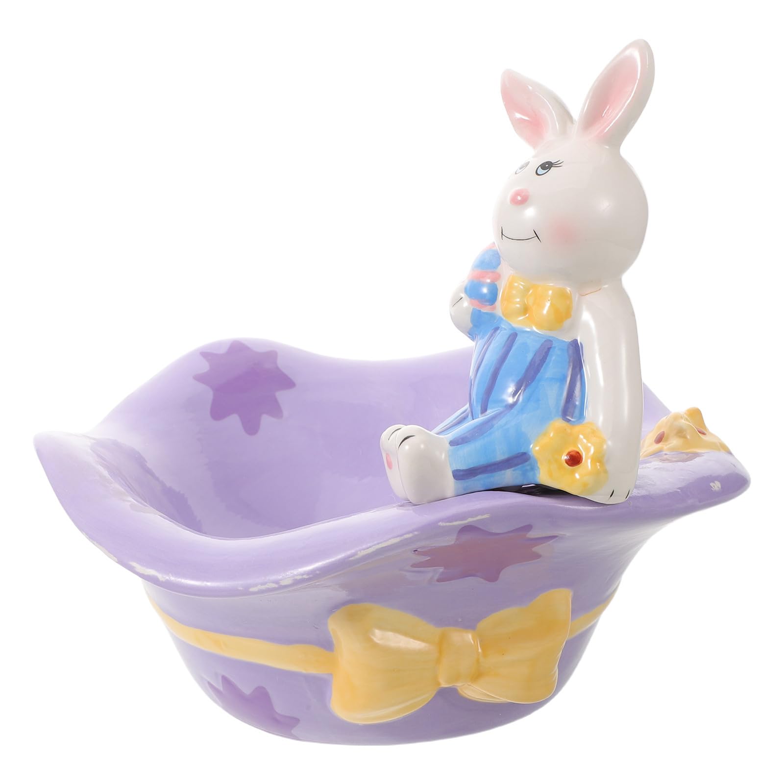 VOSAREA Ciotola Coniglio in Ceramica Pasquale per Caramelle e Snack | Design Festivo a Forma di Coniglio, Finitura Ceramica, per Decorazioni di Pasqua e Feste Primaverili