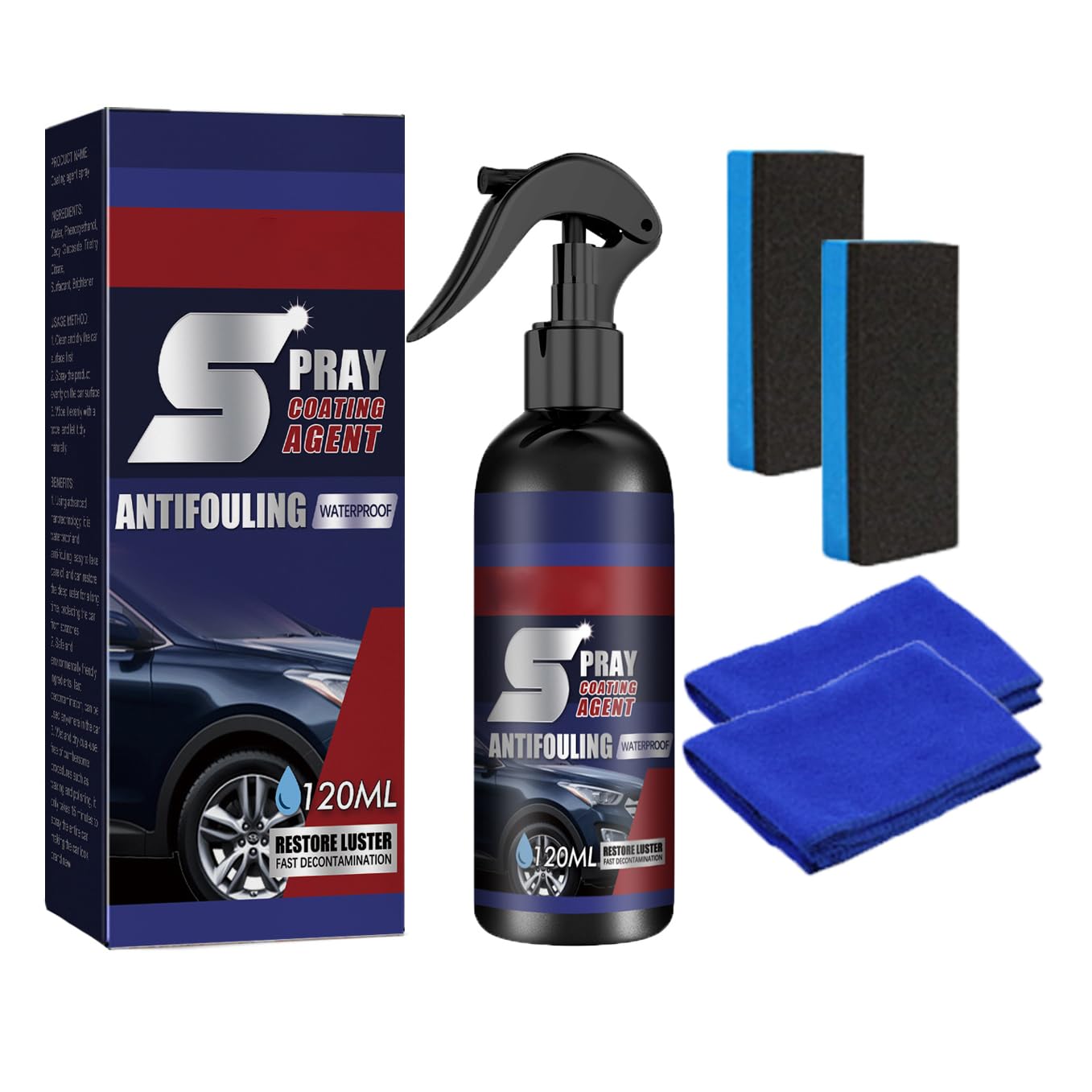 XIRUJNFD Multi-Functional Coating Renewal Agent, 4.3oz/120ml 3 In 1 High Protection Quick Car Coating Spray, Car Coating Agent, 3 In 1 Ceramic Car Coating Spray (1Pcs/120ml/4.3oz)