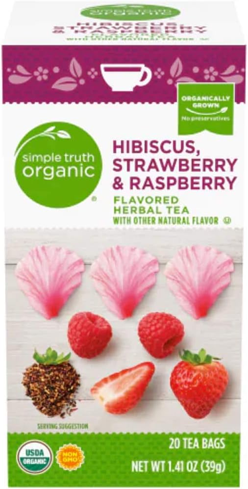 Simple Truth Organic Hibiscus Strawberry and Raspberry Herbal Tea, Pack of 2