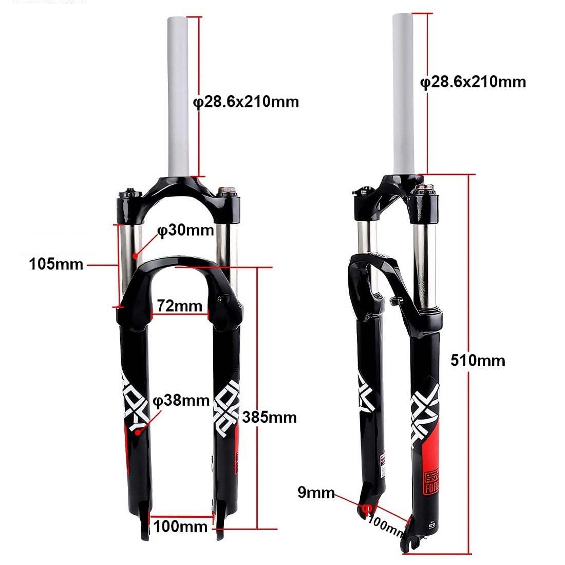 MTB Forcella Ammortizzata Bici 26" 27.5 29" Dritto 1 1/8" Olio/Primavera Corsa 100mm Freno Disco Blocco Manuale QR 9mm