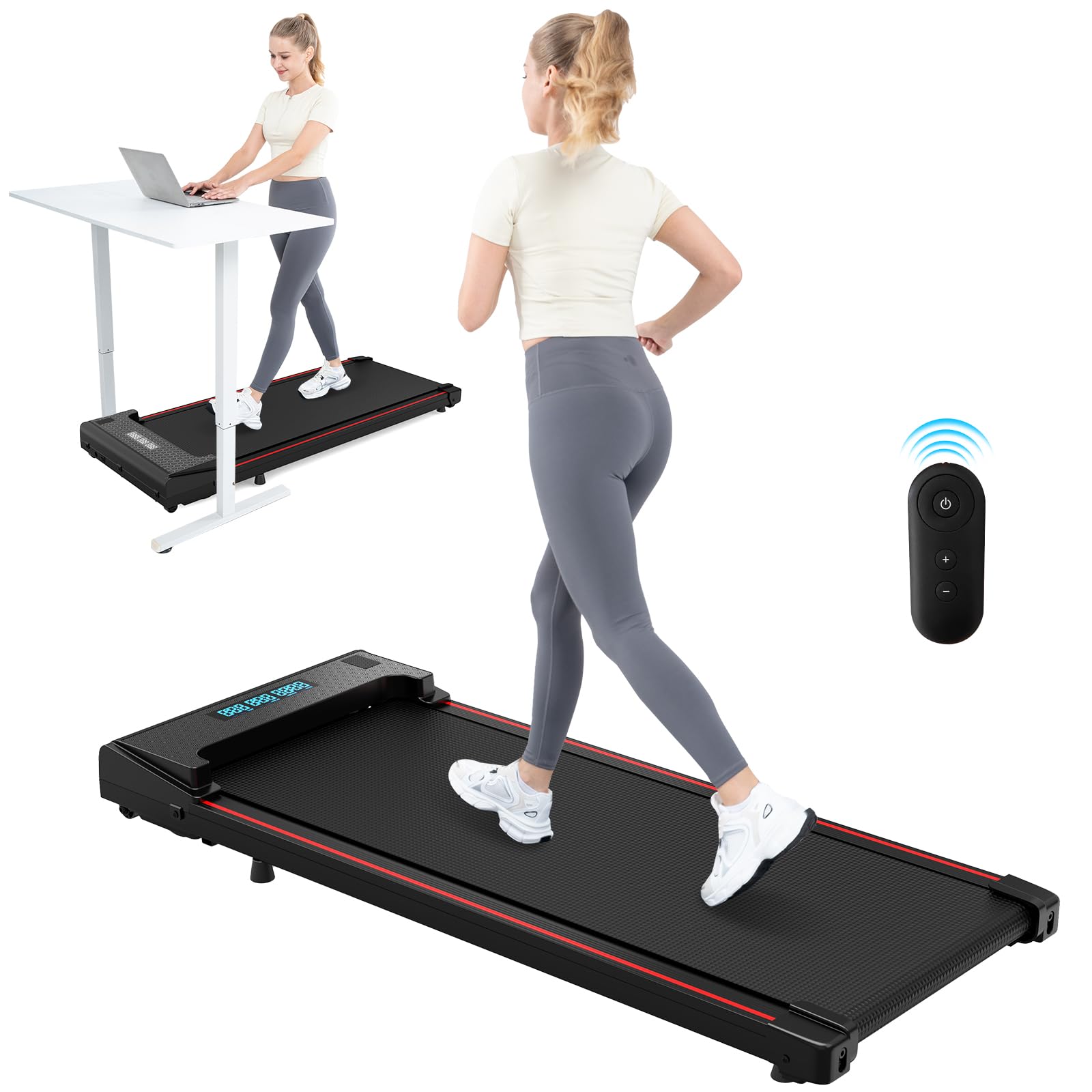 CITYSPORTS Treadmill, Walking Pad with 3-Level Incline, Foldable Treadmill with Handrails, Equipped with Tablet Holder and Remote Control, Suitable for Home and Office Use