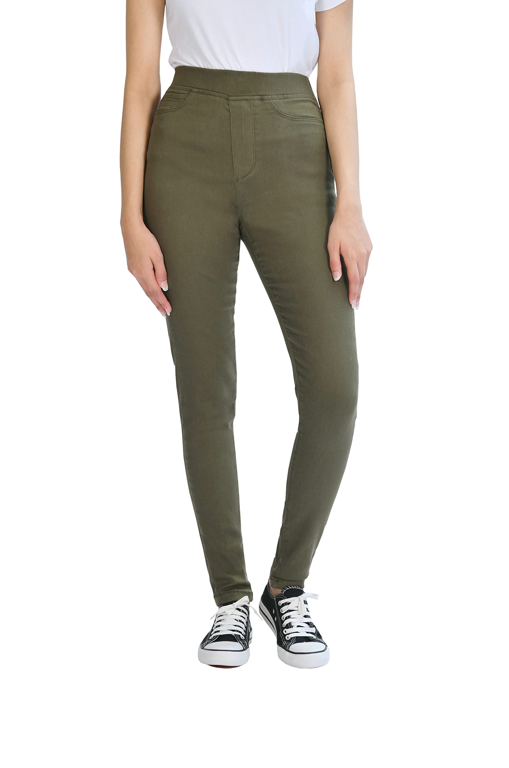M17 Women Ladies Denim Jeans Jeggings Skinny Fit Classic Casual Trousers Pants with Pockets (26, Khaki)