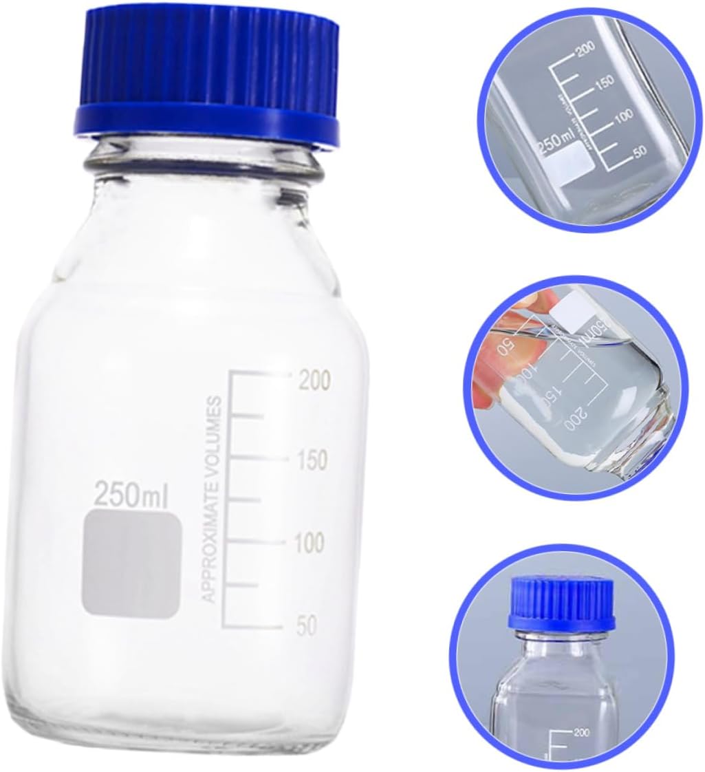 2pcs Graduated Glass Storage Bottles Reusable Media Sample Vials for Lab Use Secure Sealing Design Wide Mouth for Easy Access and Accurate Measurements