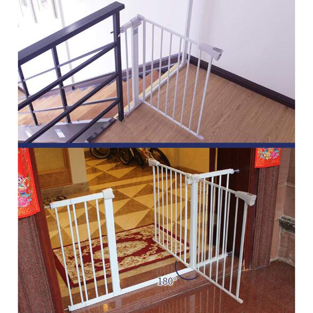 ISCBAFYX Bramka schodowa dla psa Automatyczna bramka zabezpieczająca dla dzieci Otwierana w 2 strony Narożnik kuchenny, przedłużenie (kolor: wys. 75 cm, rozmiar: szer. 132-139 cm)