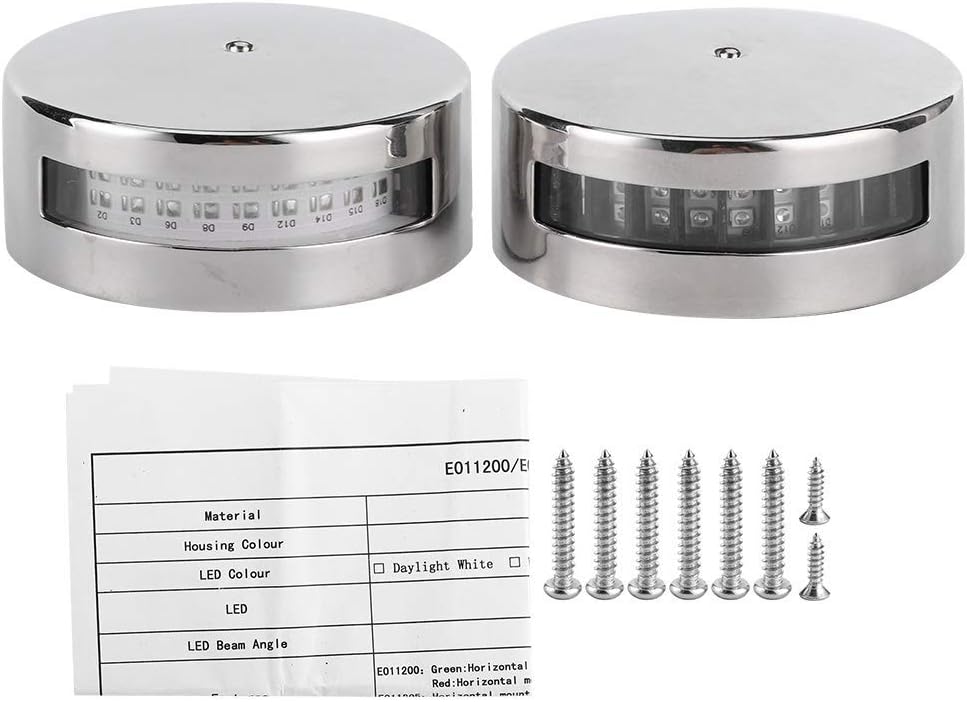 Aramox LED Navigation Lights, Marine Grade Stainless Steel and ABS, Red and Green, 12V/24V, for Ship Boat Yacht, Signal Lamp