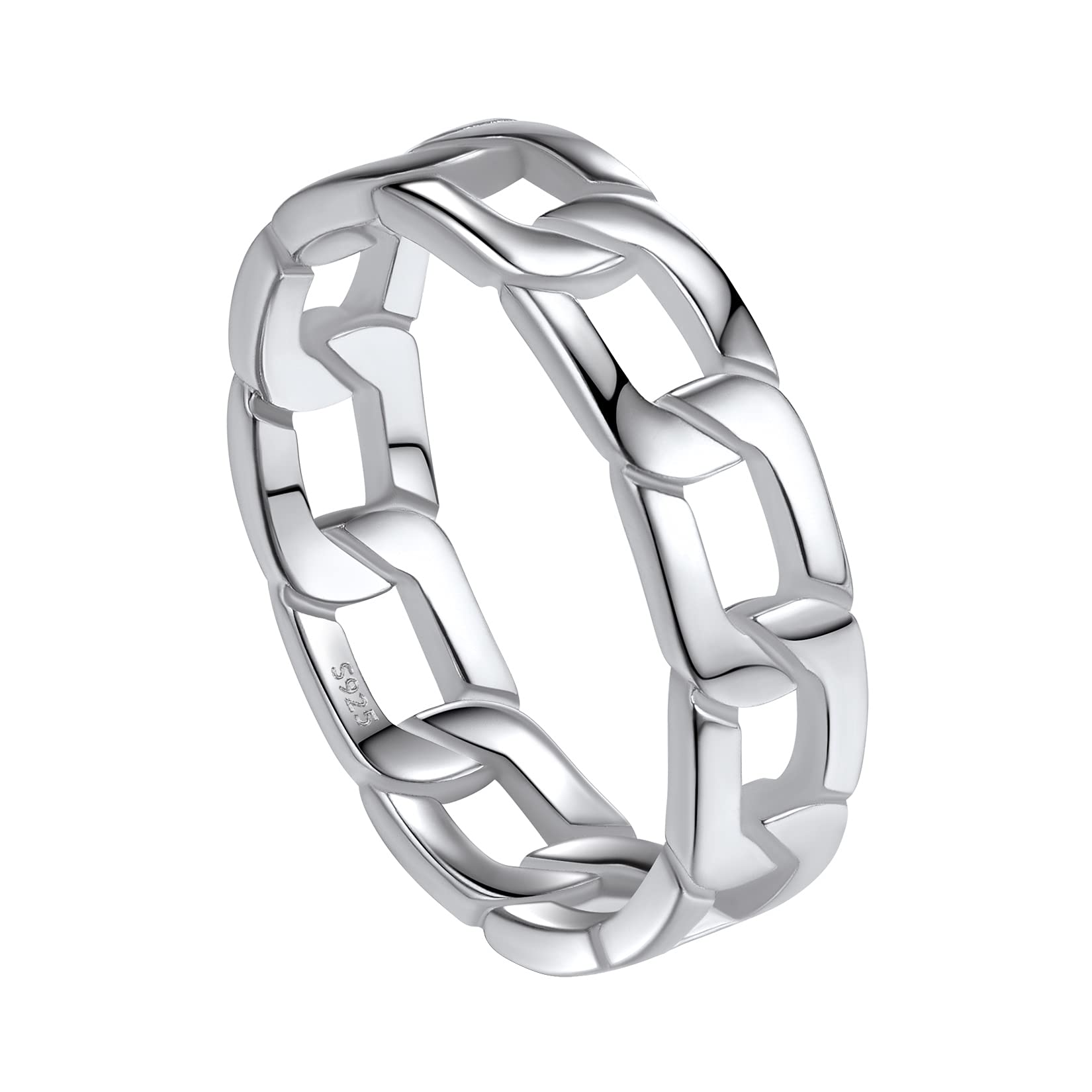Can Engrave Men/Women Cuban Link/Spinner Rings, Size #06-#12, 18K Gold Tone/Stainless Steel/Black (Send Gift Box)-image-16