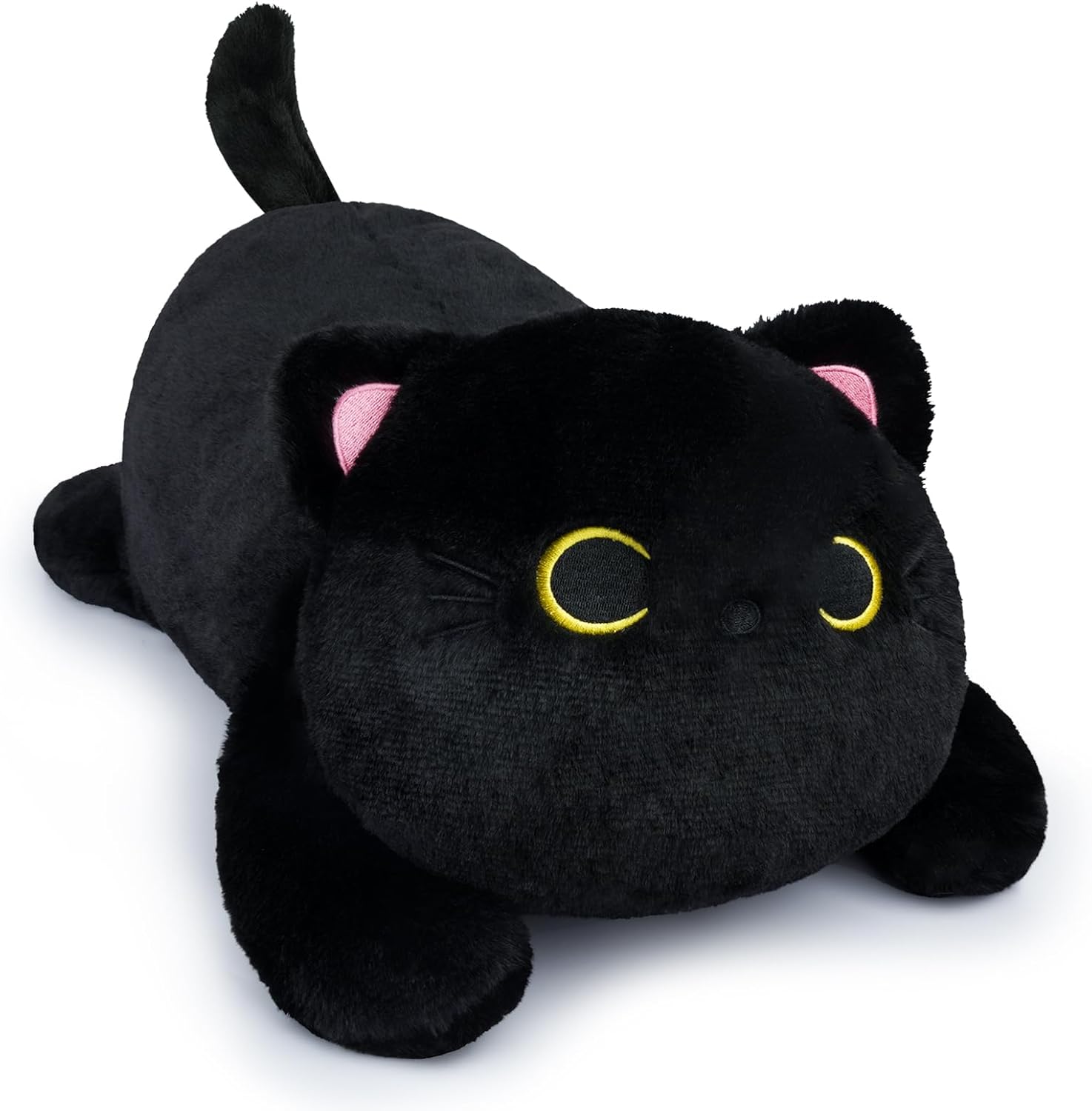 Weighted Cat Stuffed Animal,18 Inch Realistic Weighted Black Cat Plush,Soft Sensory Comfort Huggable Black Cat Weighted Plush Animals,Cut Plush Toy Gifts for Kids,Boys Girls