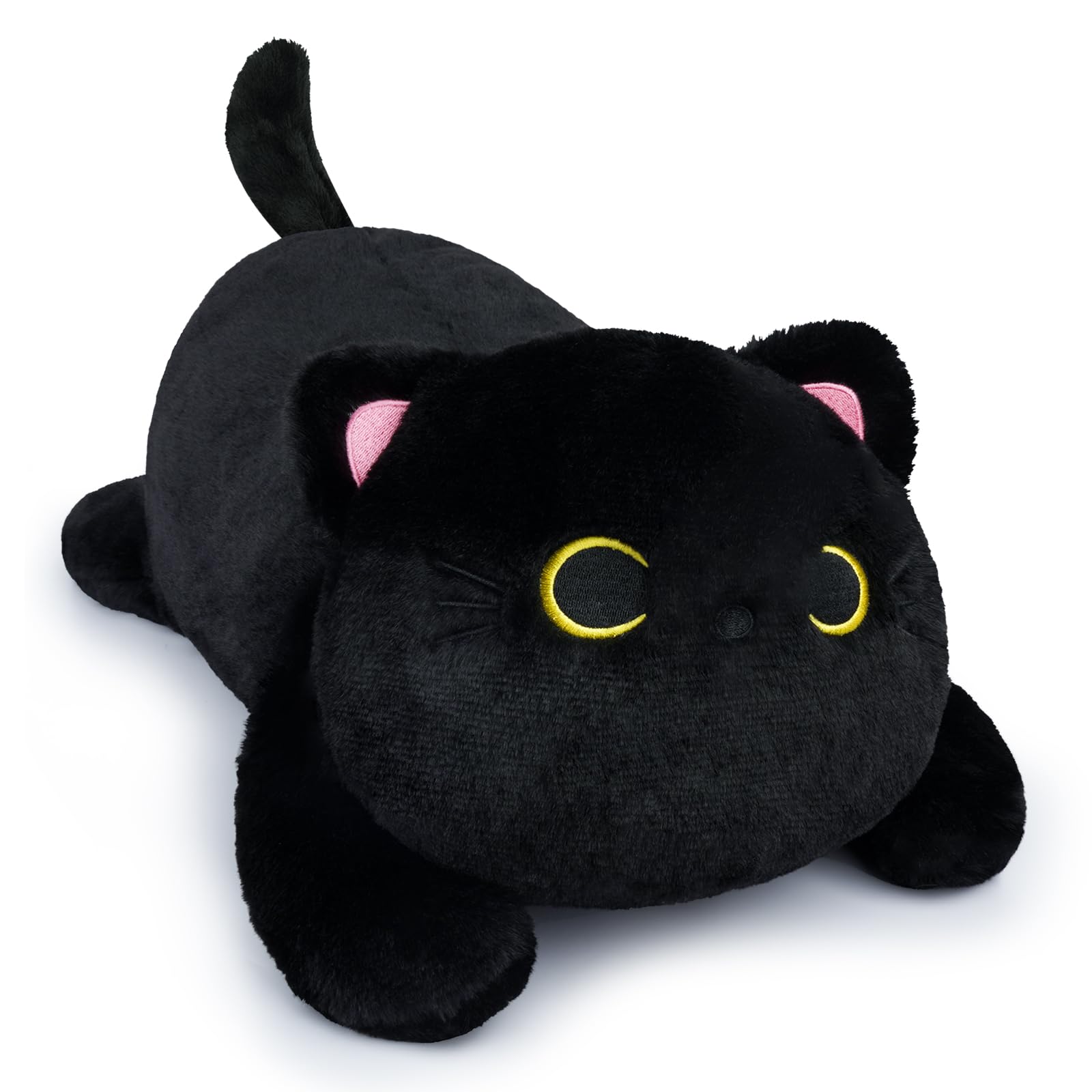 Leokawin Weighted Stuffed Animals - Weighted Black Cat Plush,18in Weighted Cat Stuffed Animal,Cute Large Black Cat Plushie Soft Hugging Kitten Plush