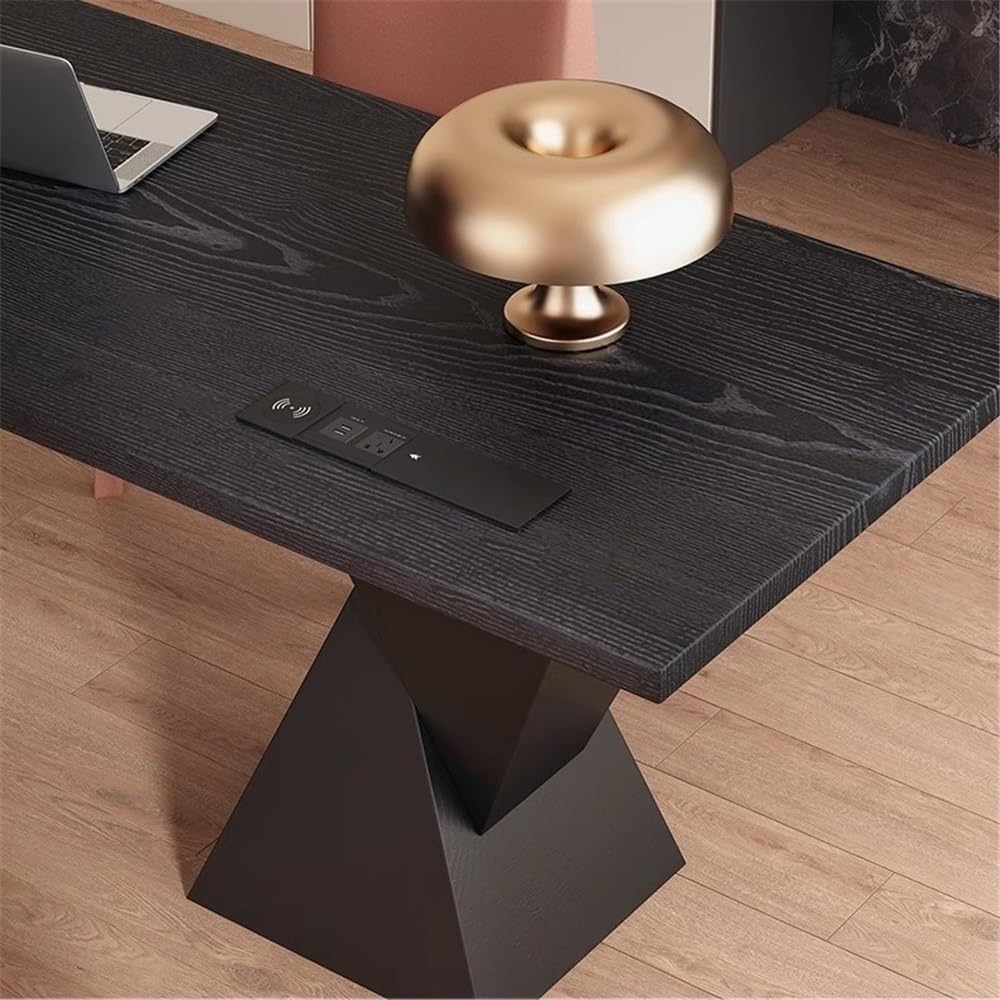 Table Bureau Minimaliste et élégant en Bois Massif avec Prises de Courant(M)