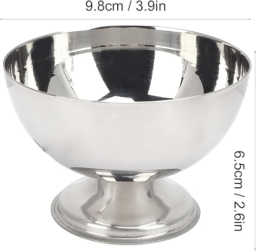 Miniatura 3 de TOPINCN Cuenco de metal, cuenco de acero inoxidable con patas cortas, tamaño mediano y pequeño, acero inoxidable para servir helado para aperitivos