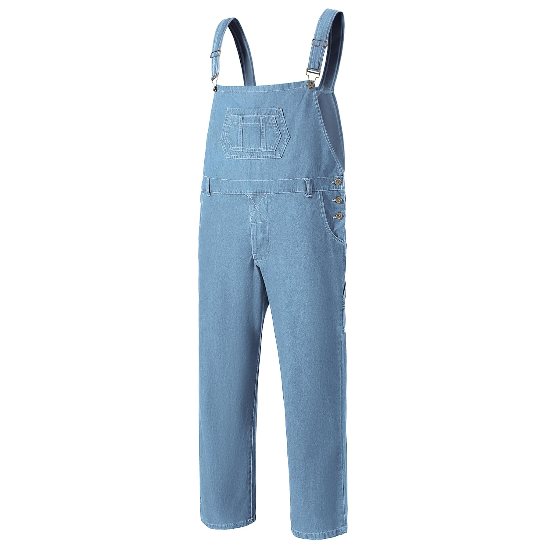 YOUTHUP Herren Latzhose Aus Blauem Denim Lässige Jeans Mit Geradem Schnitt Mehrere Taschen Arbeitskleidung