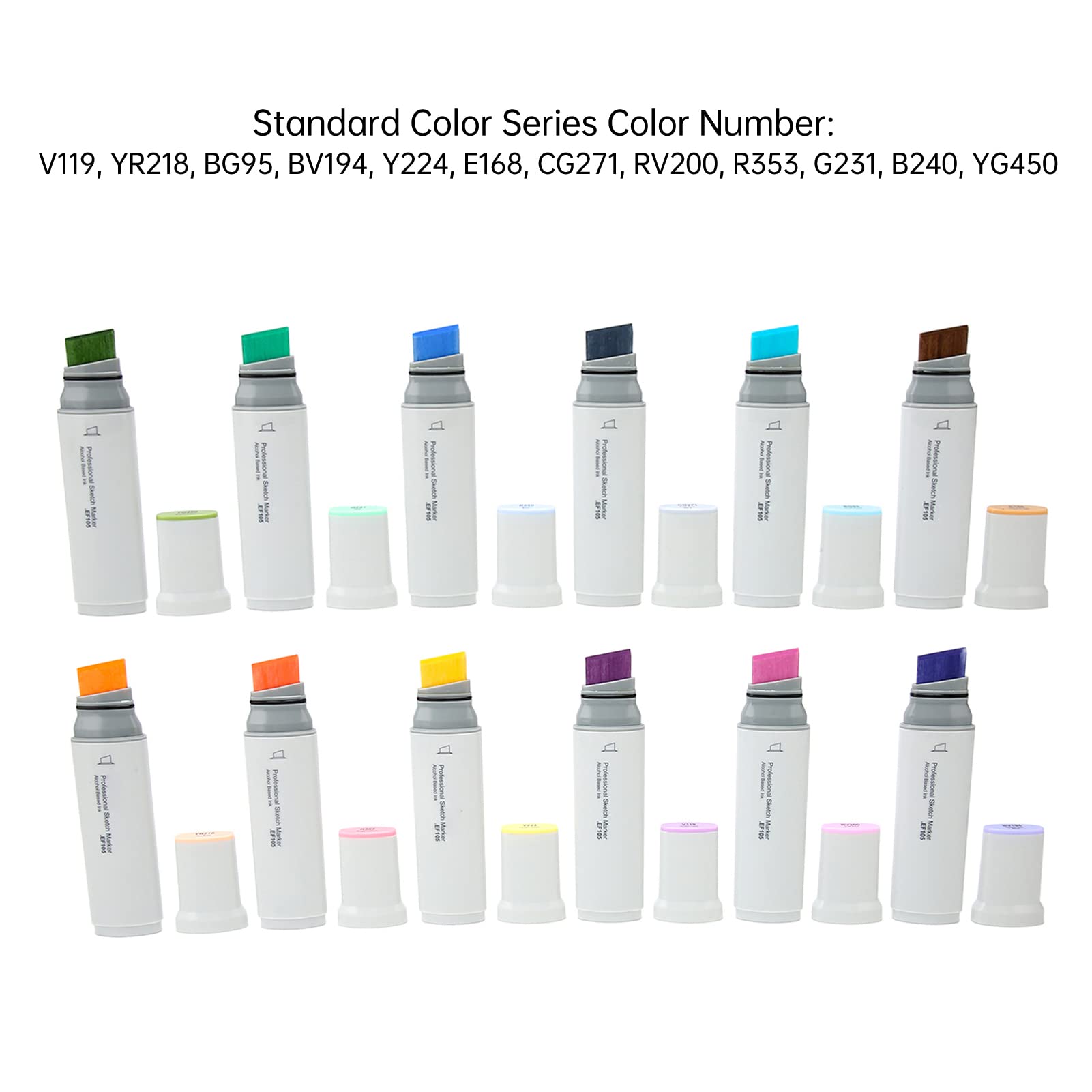 Fdit Confezione da 12 Pennarelli Ad Alcool Pennarelli Ad Inchiostro Alcool a Base di con Punta Ampia Ampia Area Colorabile Pennino Premium Resistente (Serie di colori standard)
